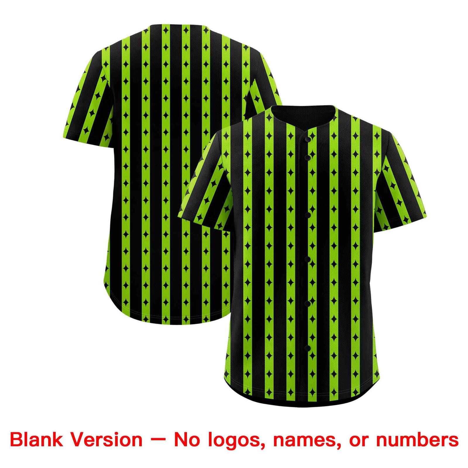 Custom Black Neon Green Star Pattern Thick Stripes Baseball Jersey| KXKSHOP