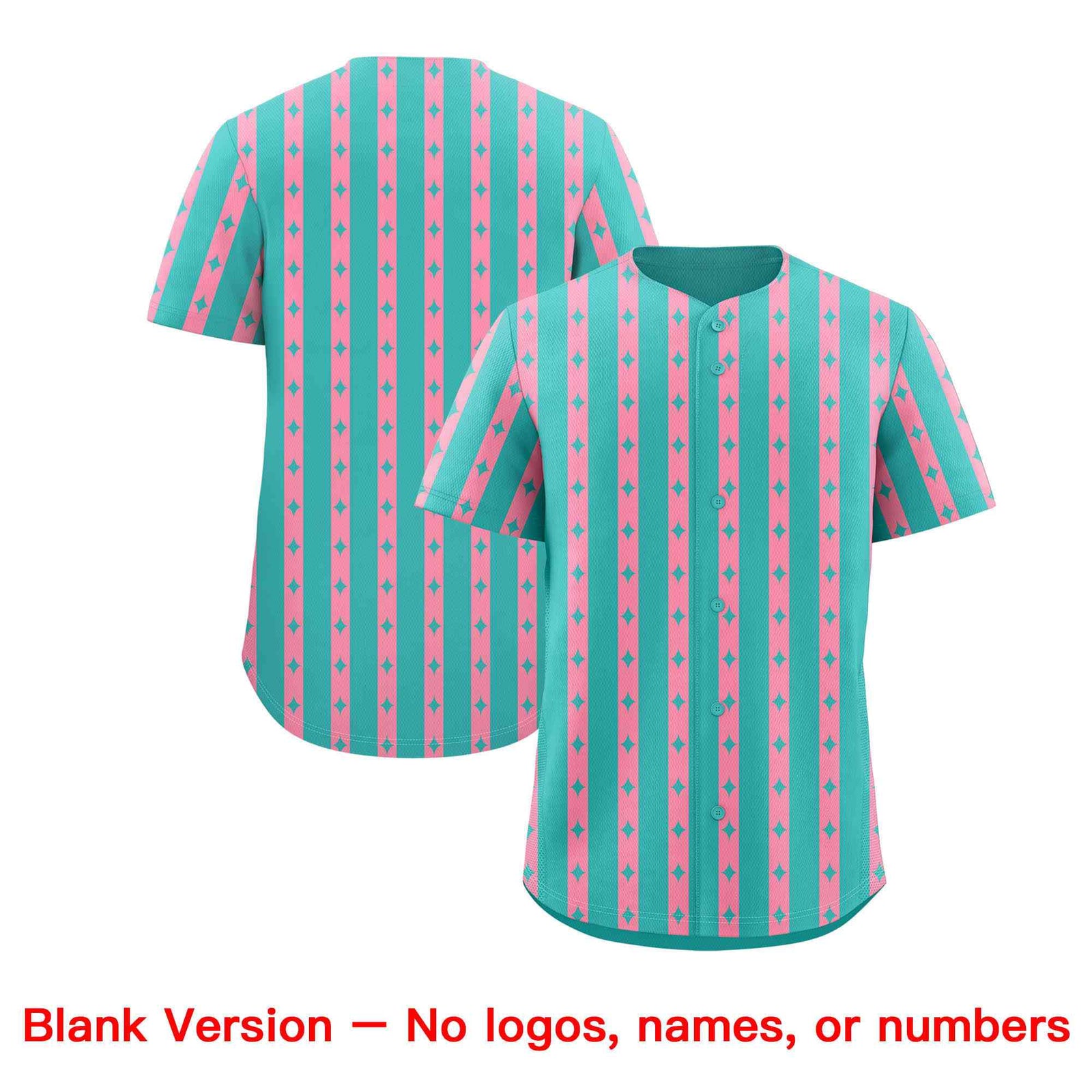 Custom Teal Light Pink Star Pattern Thick Stripes Baseball Jersey| KXKSHOP
