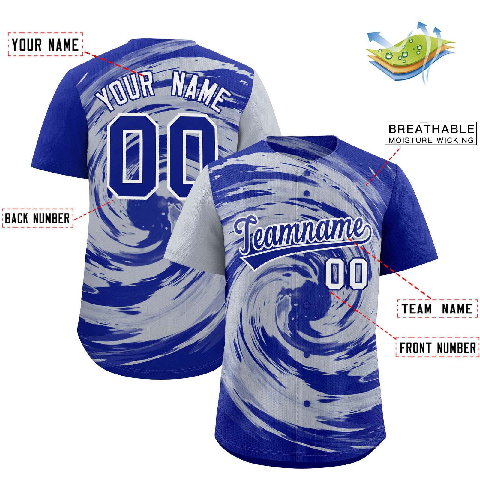 Custom Silver Royal Swirl Graffiti Pattern Authentic Baseball Jersey