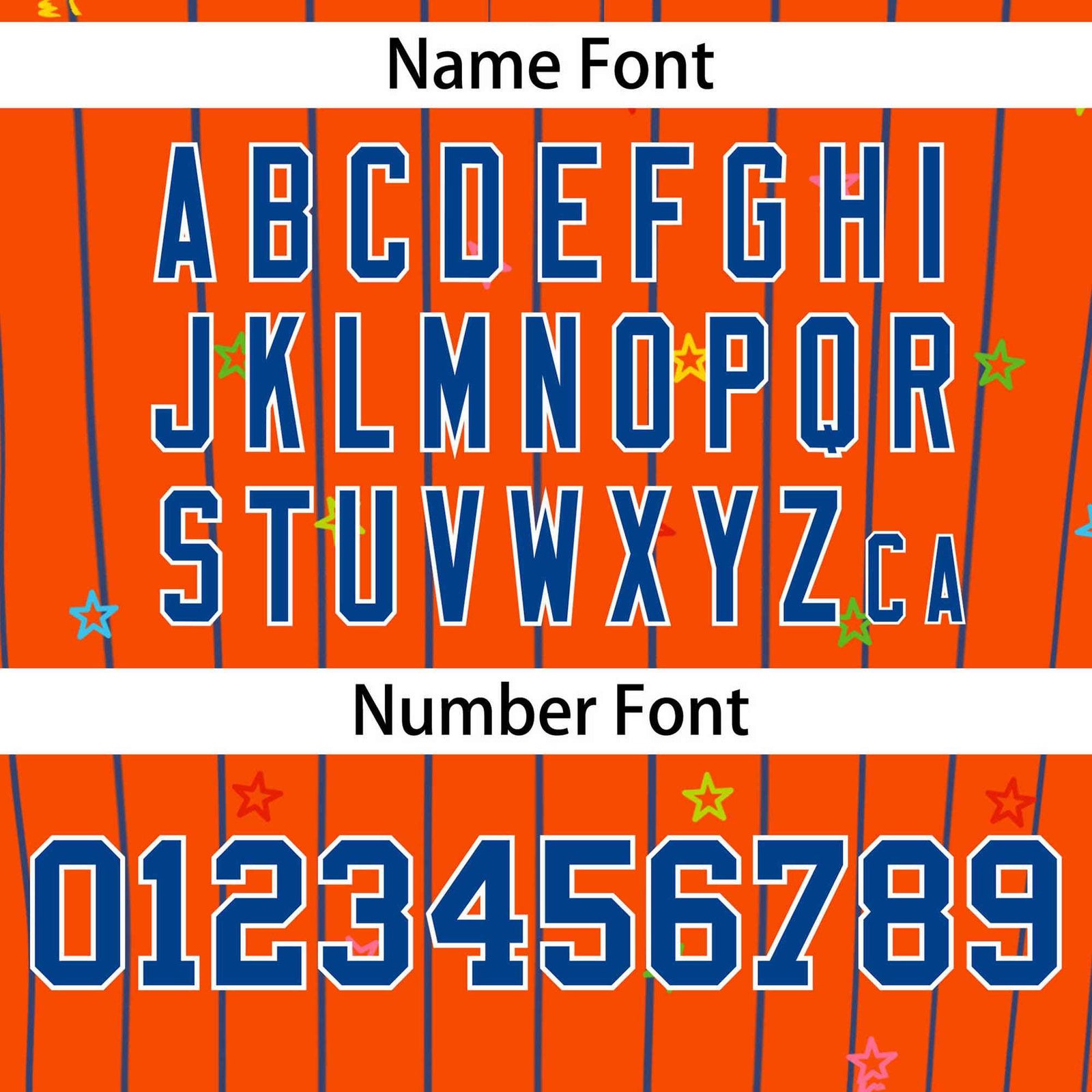 Custom Orange Royal Stripe Fashion Personalized Star Pattern Authentic Baseball Jersey