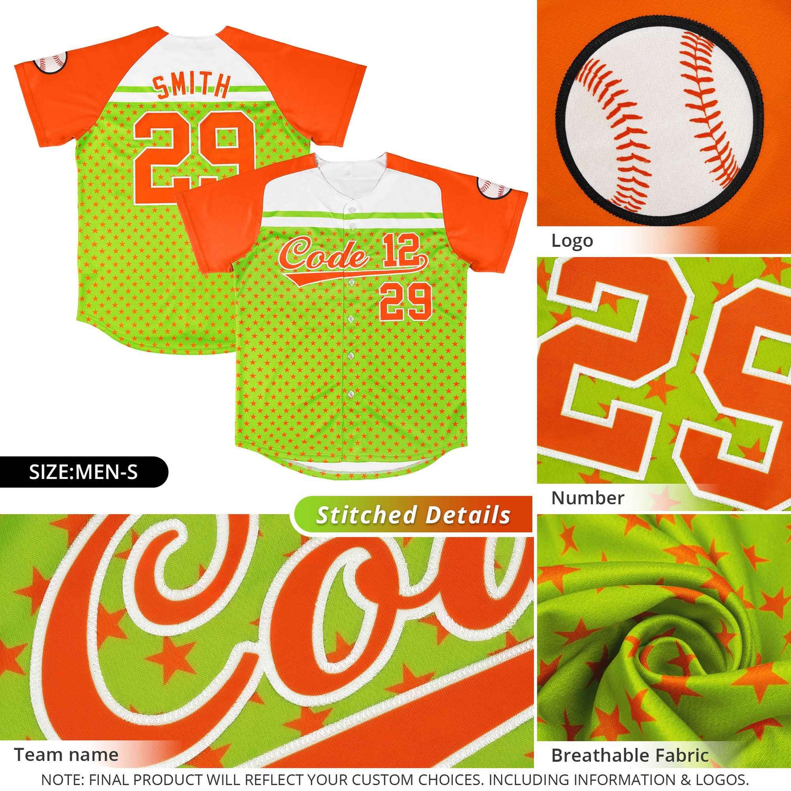 Custom Kelly Green Red-White Raglan Sleeve Personalized Star Print Authentic Baseball Jersey