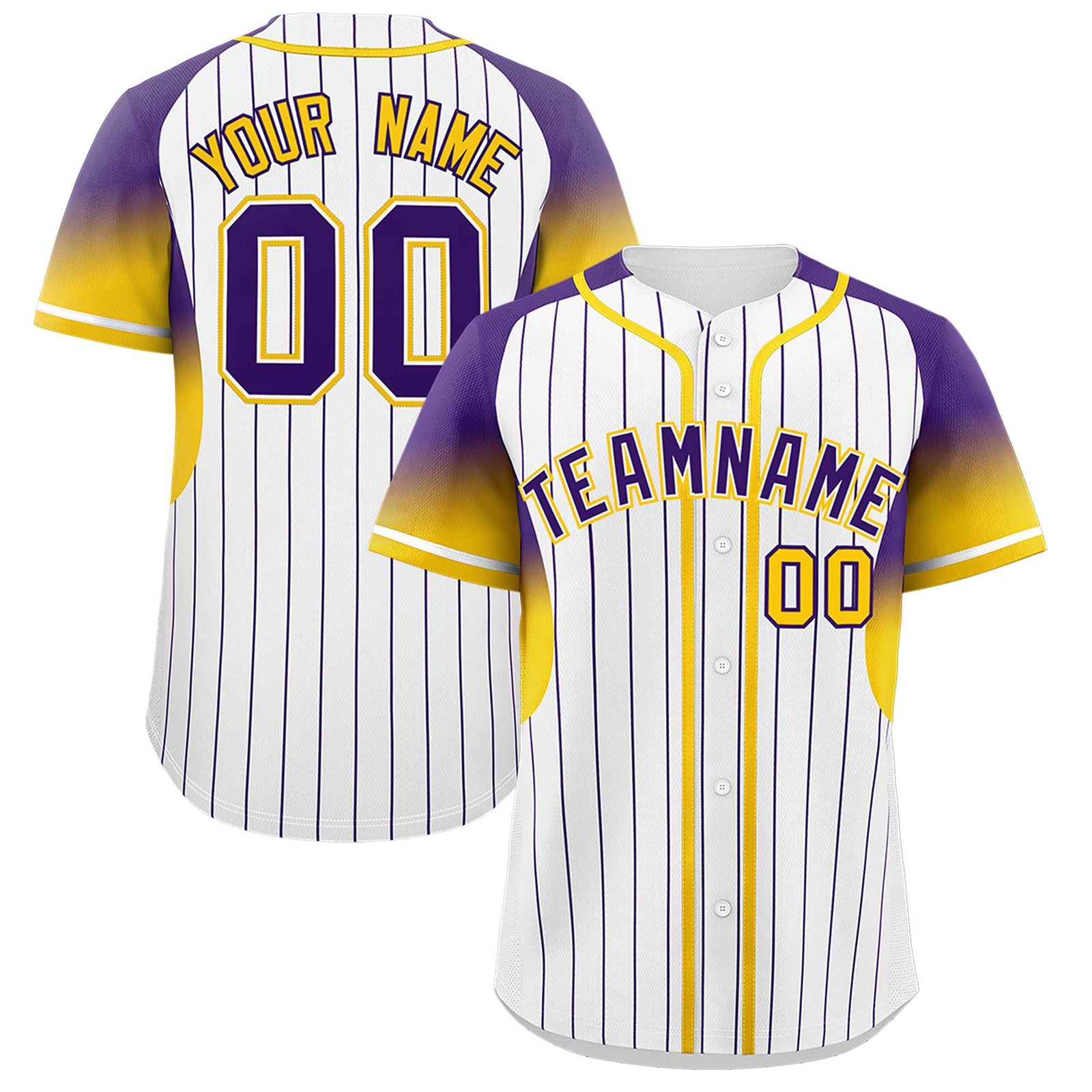 Custom White Purple Stripe Fashion Sleeves Gradient Authentic Baseball Jersey