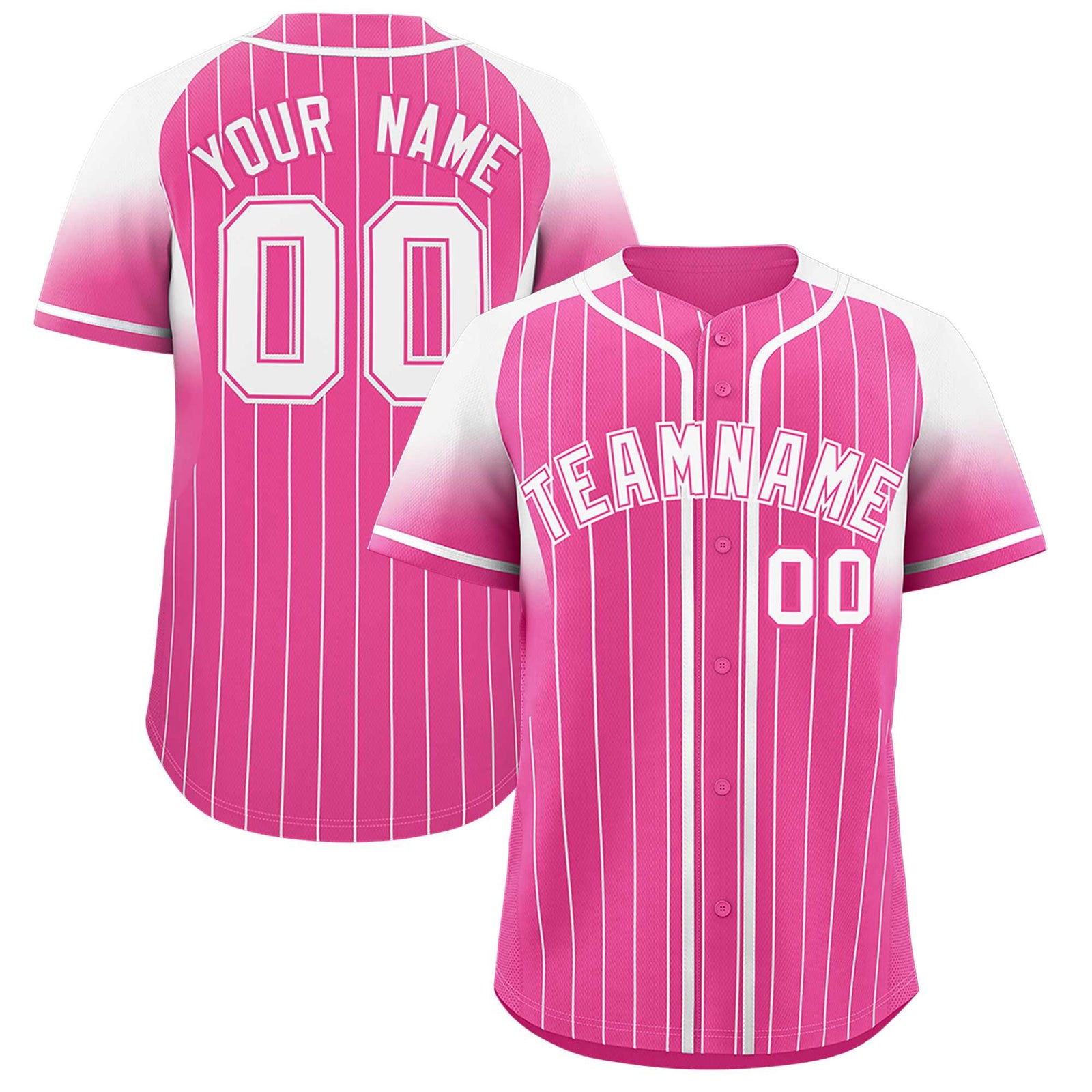 Custom Pink White Stripe Fashion Sleeves Gradient Authentic Baseball Jersey