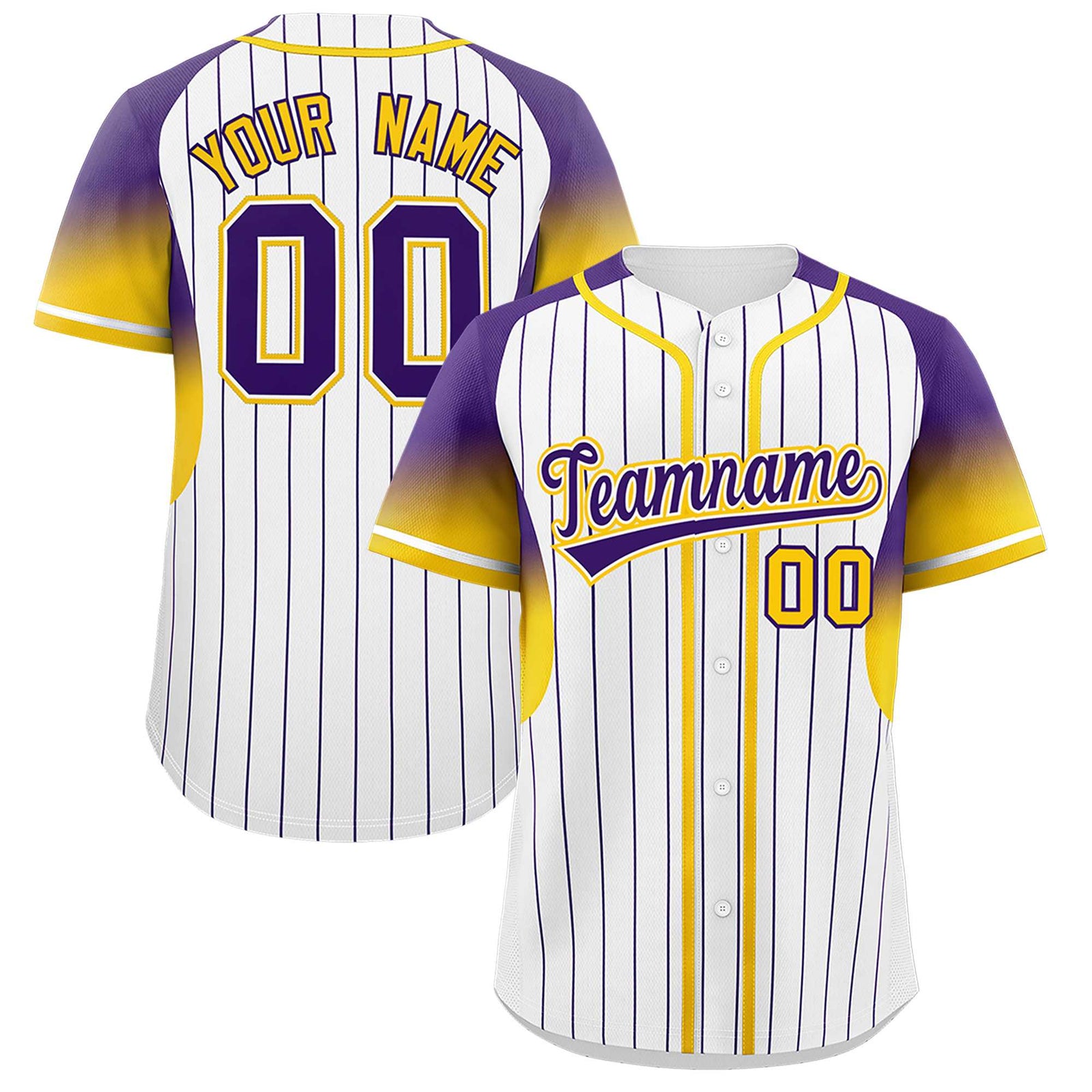 Custom White Purple Stripe Fashion Sleeves Gradient Authentic Baseball Jersey
