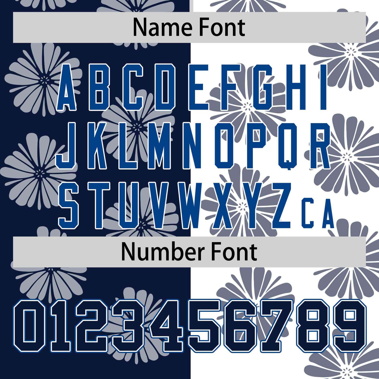 Custom Navy White Split Fashion Flower Graffiti Pattern Authentic Baseball Jersey