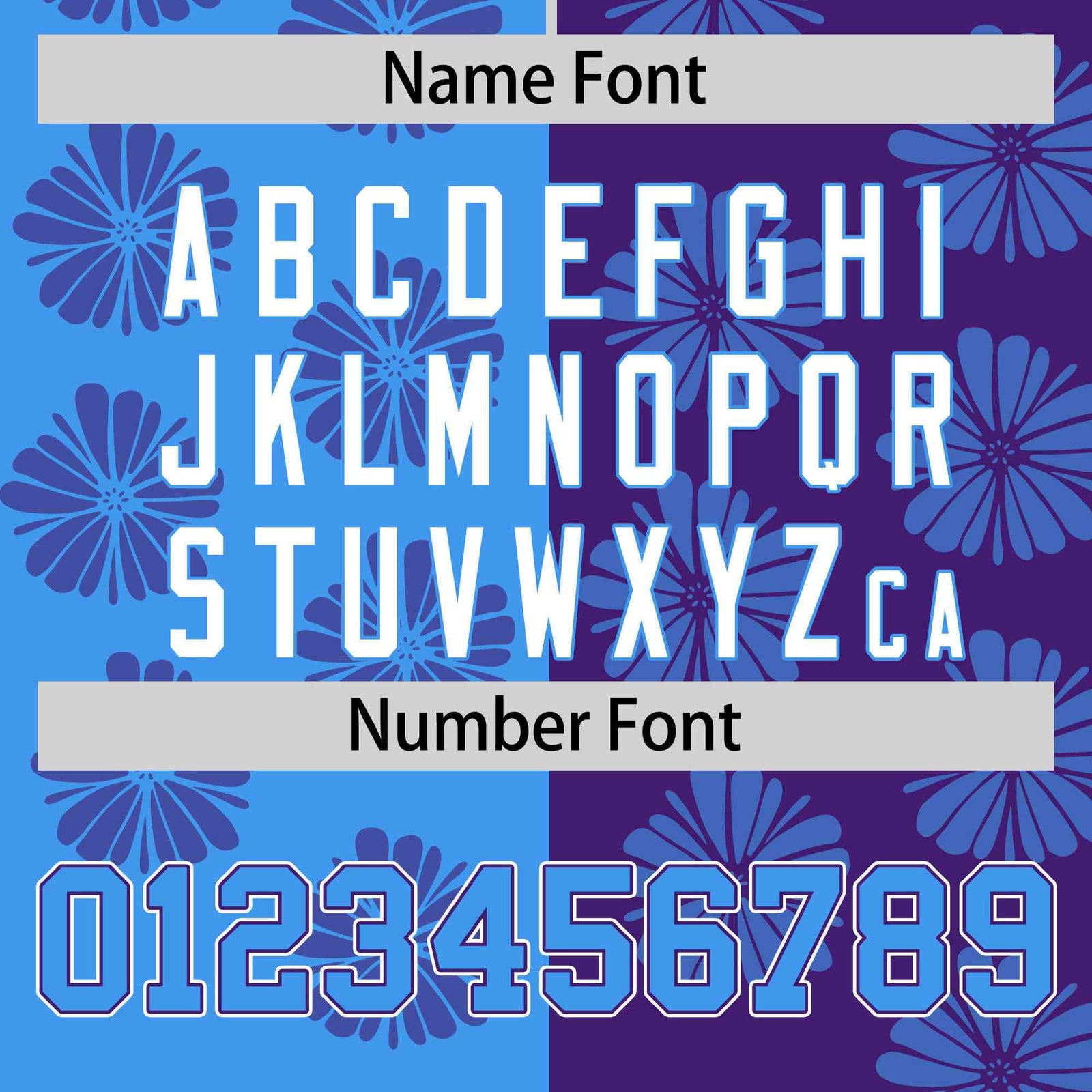 Custom Powder Blue Purple Split Fashion Flower Graffiti Pattern Authentic Baseball Jersey