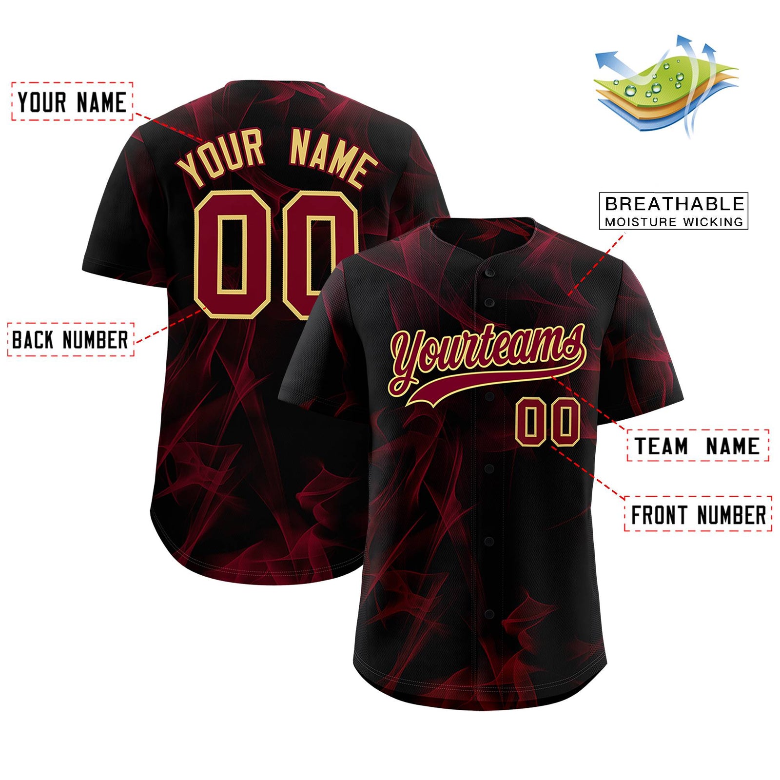 Custom Black Fumes Graffiti Pattern Authentic Baseball Jersey