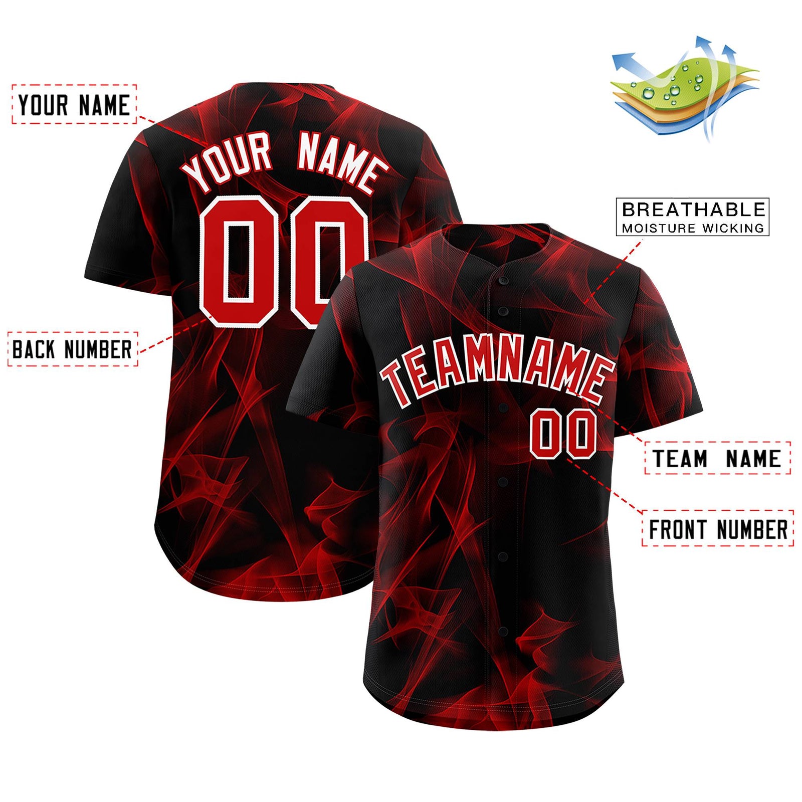 Custom Black Fumes Graffiti Pattern Authentic Baseball Jersey