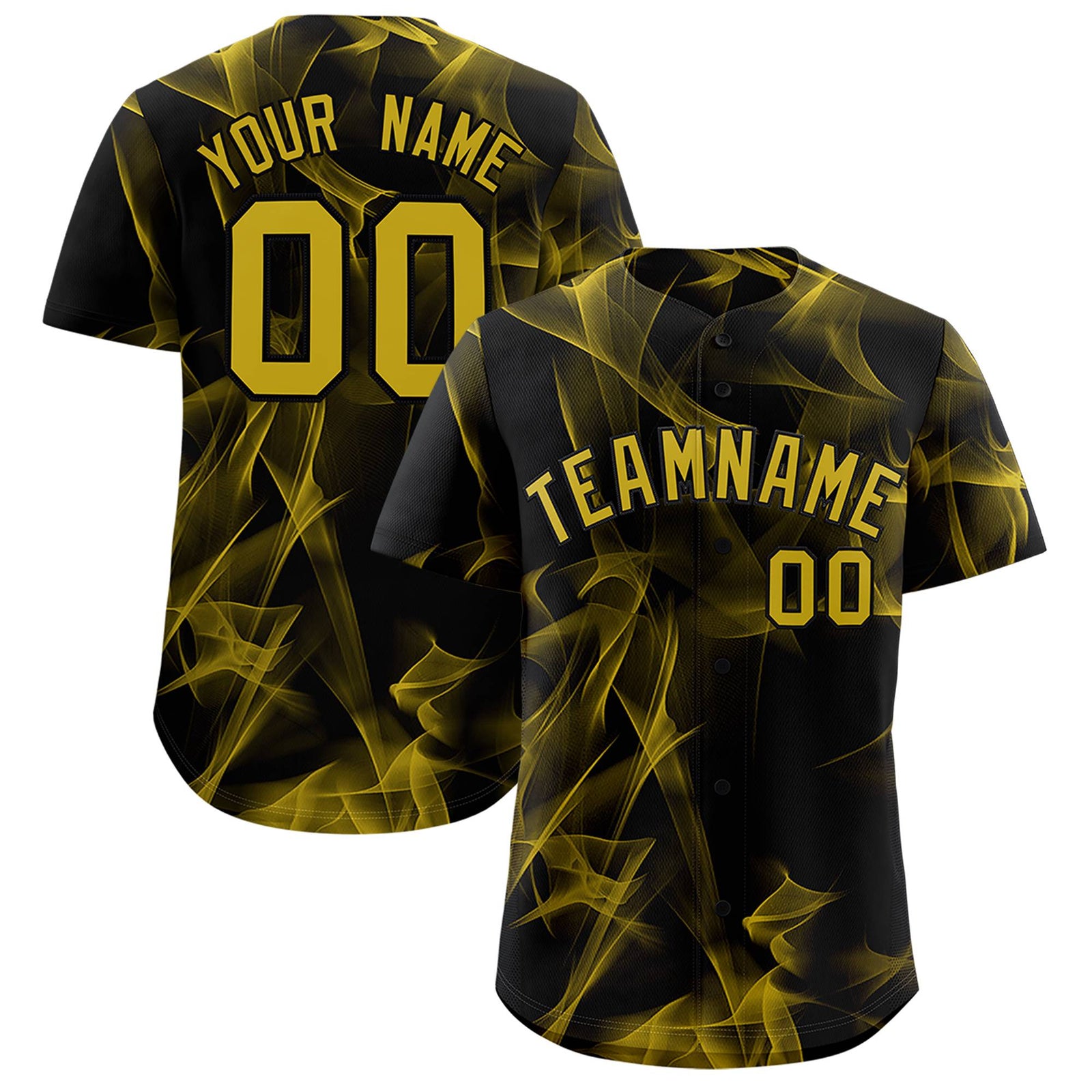 Custom Black Fumes Graffiti Pattern Authentic Baseball Jersey