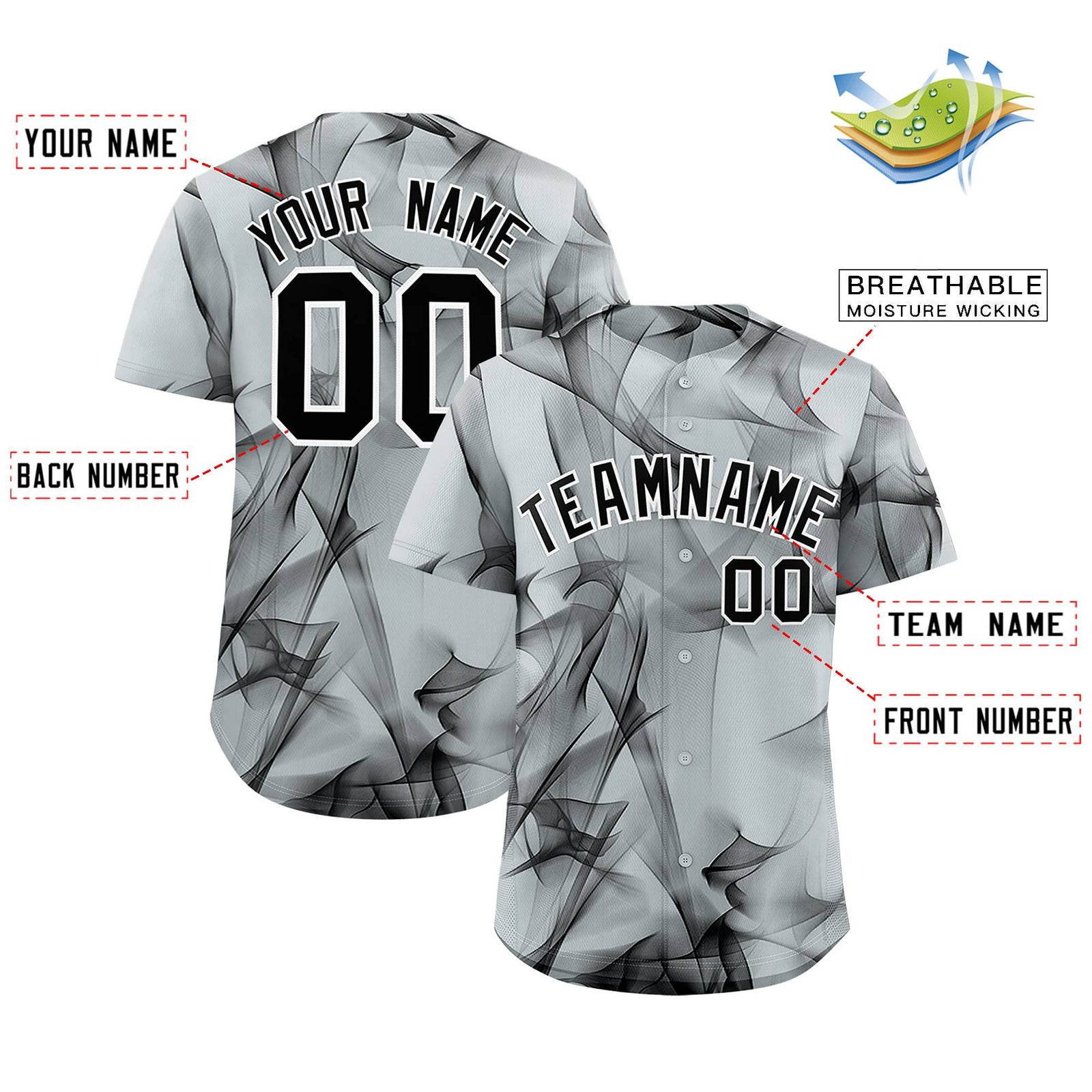 Custom Silver Fumes Graffiti Pattern Authentic Baseball Jersey