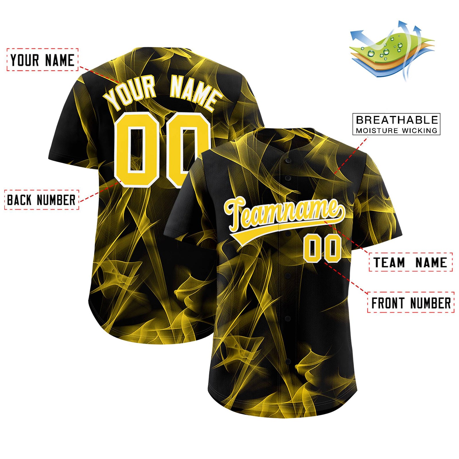 Custom Black Fumes Graffiti Pattern Authentic Baseball Jersey