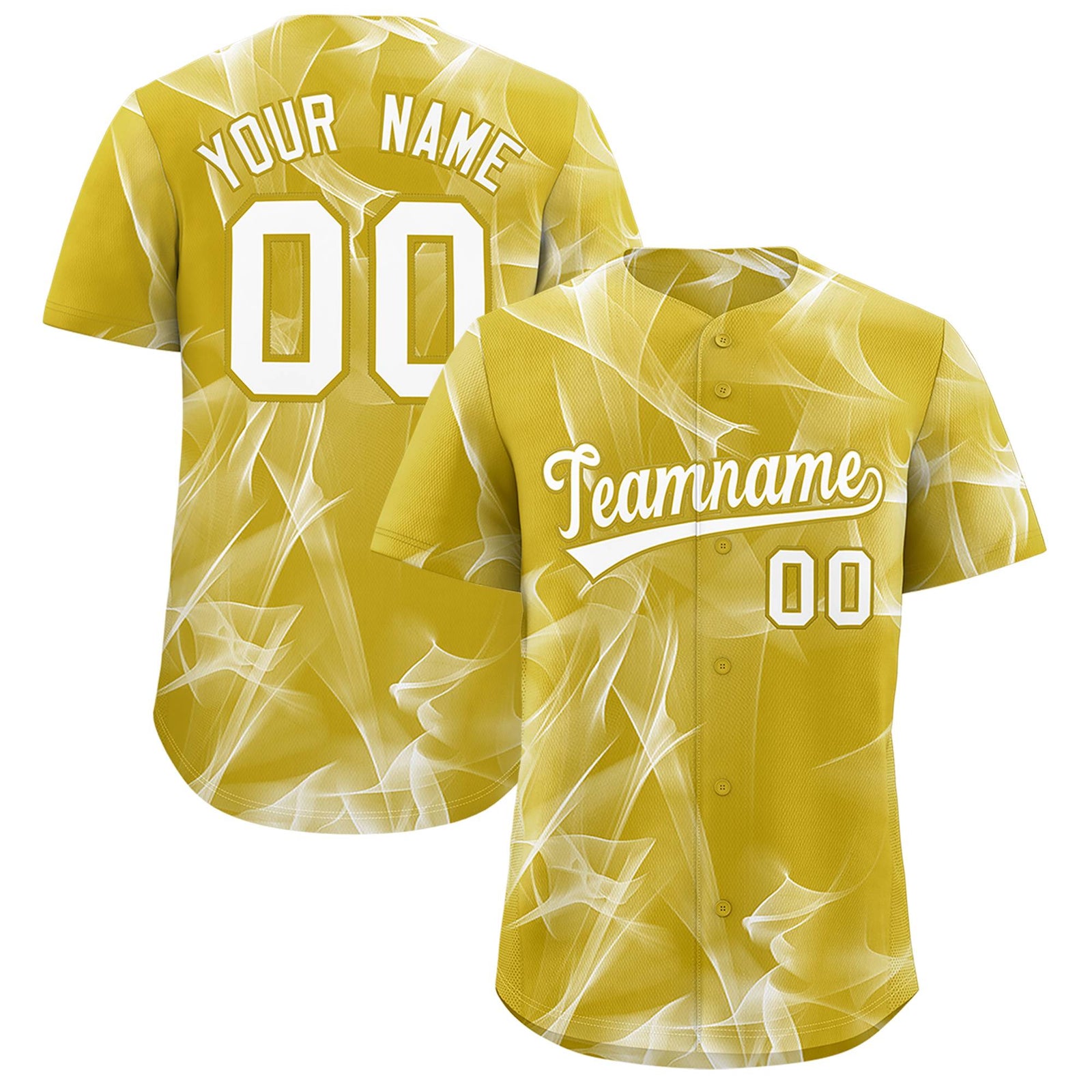 Custom Old Gold Fumes Graffiti Pattern Authentic Baseball Jersey
