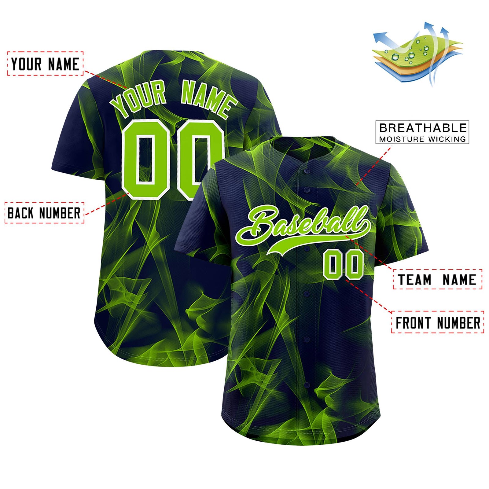 Custom Navy Fumes Graffiti Pattern Authentic Baseball Jersey