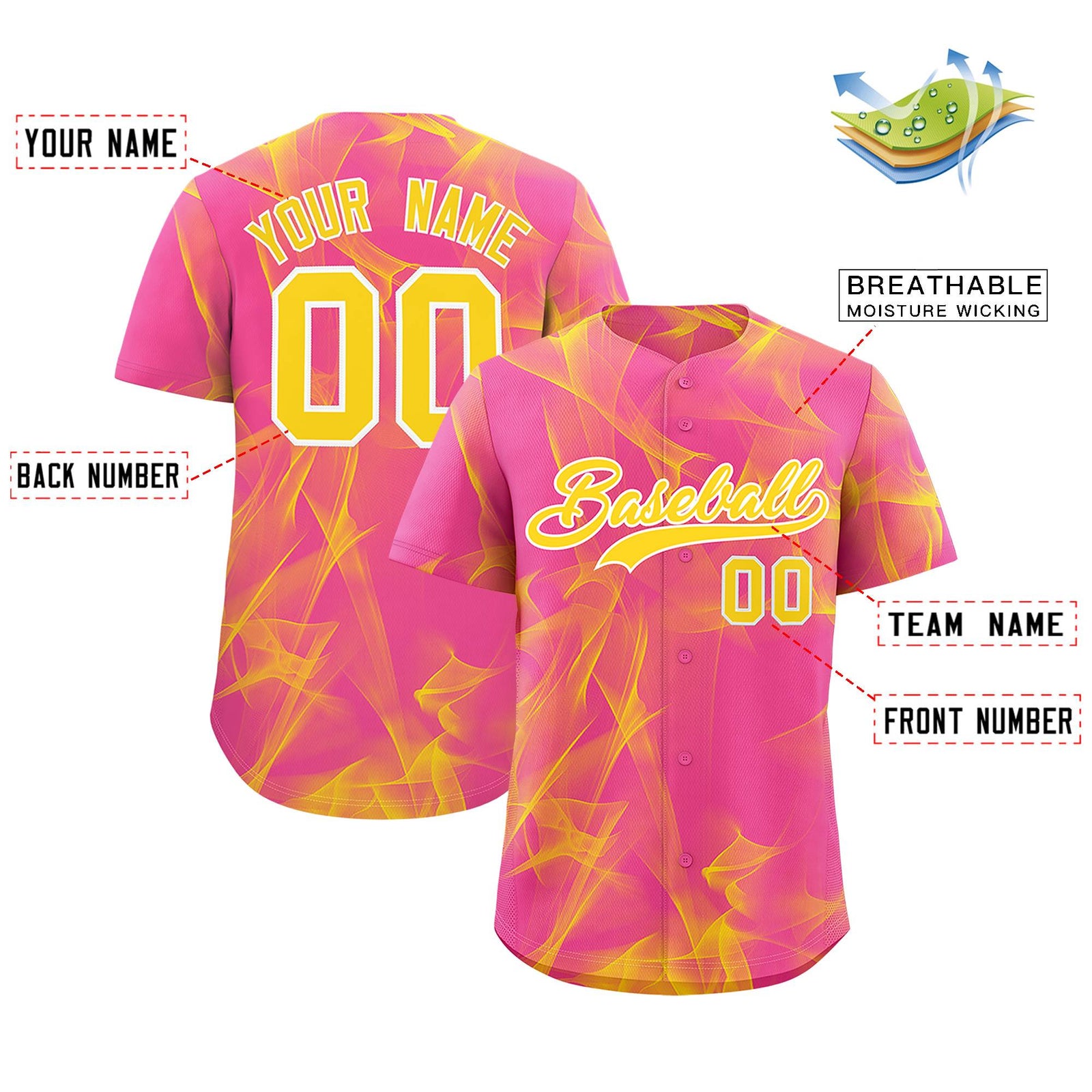 Custom Pink Fumes Graffiti Pattern Authentic Baseball Jersey