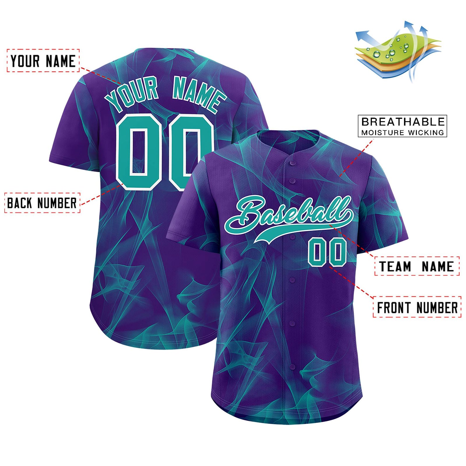 Custom Purple Fumes Graffiti Pattern Authentic Baseball Jersey