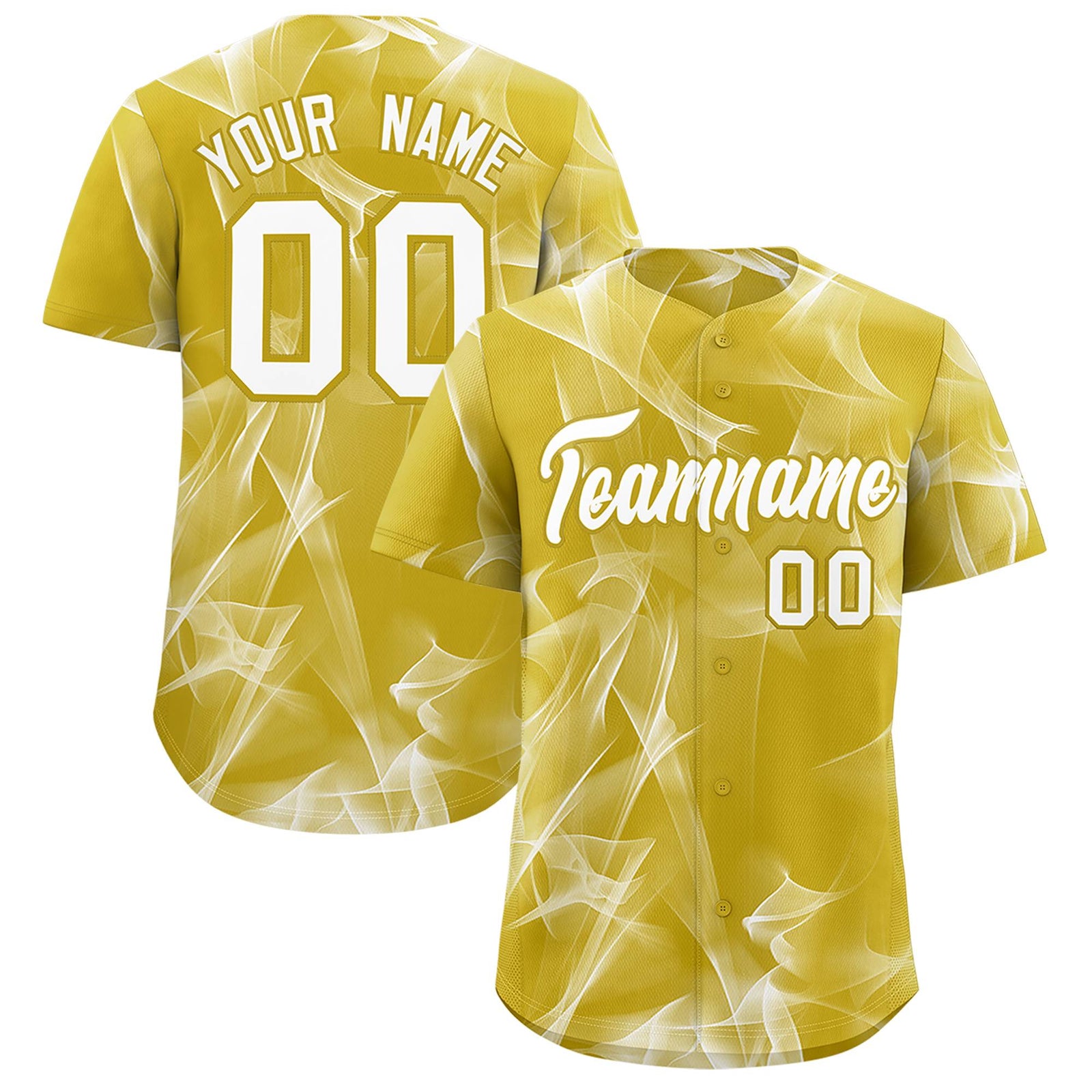 Custom Old Gold Fumes Graffiti Pattern Authentic Baseball Jersey