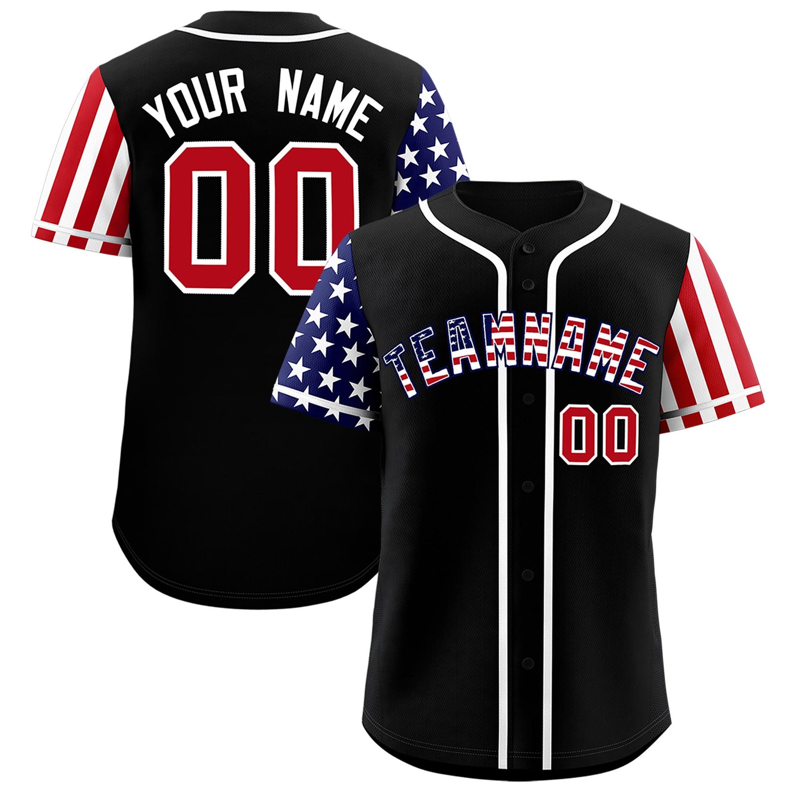 Custom Black American Flag Design Personalized Baseball Jersey