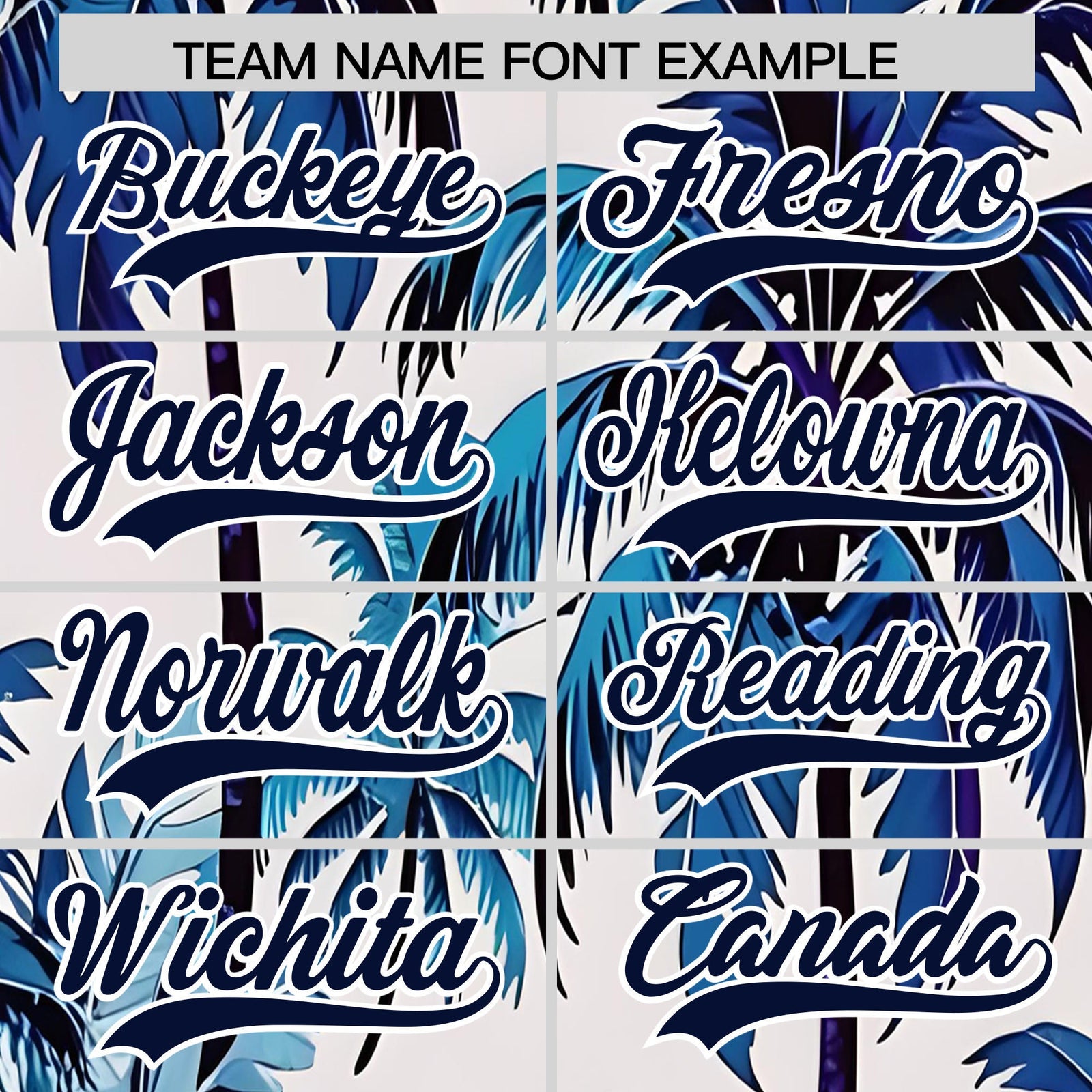 Custom Navy White Palm Tree Pattern Graffiti Hawaiian Style Baseball Jersey| KXKSHOP