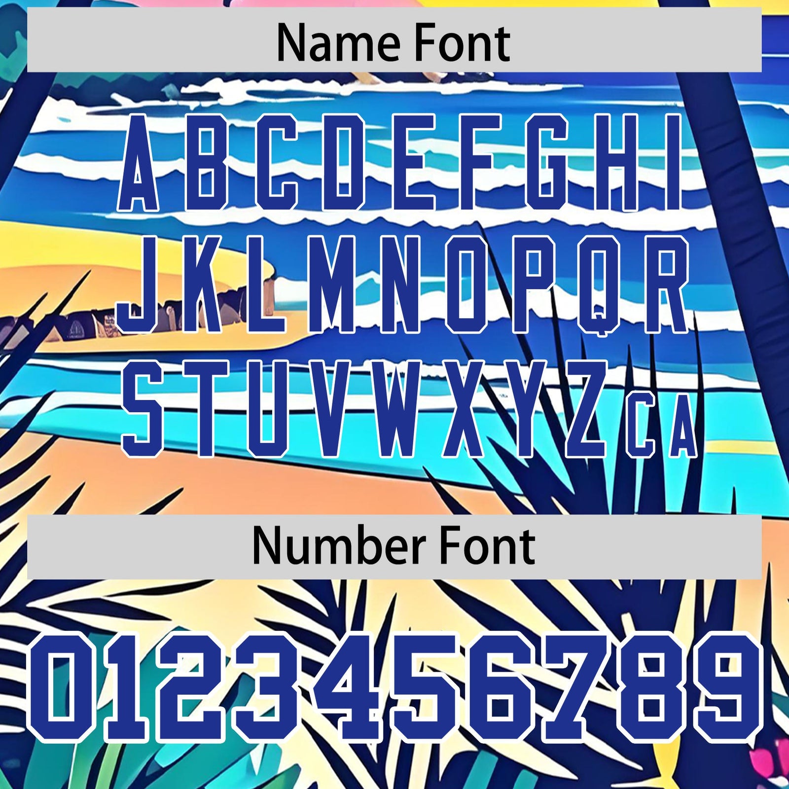 Custom Royal Blue White Palm Tree Pattern Graffiti Hawaiian Style Baseball Jersey| KXKSHOP