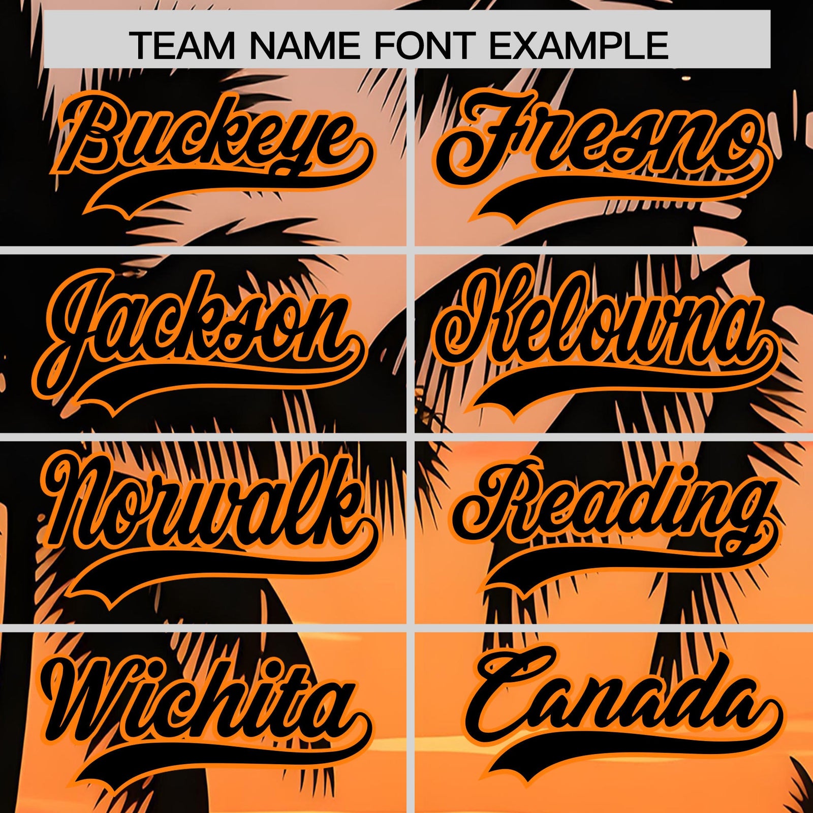 Custom Black Orange Palm Tree Pattern Graffiti Hawaiian Style Baseball Jersey| KXKSHOP