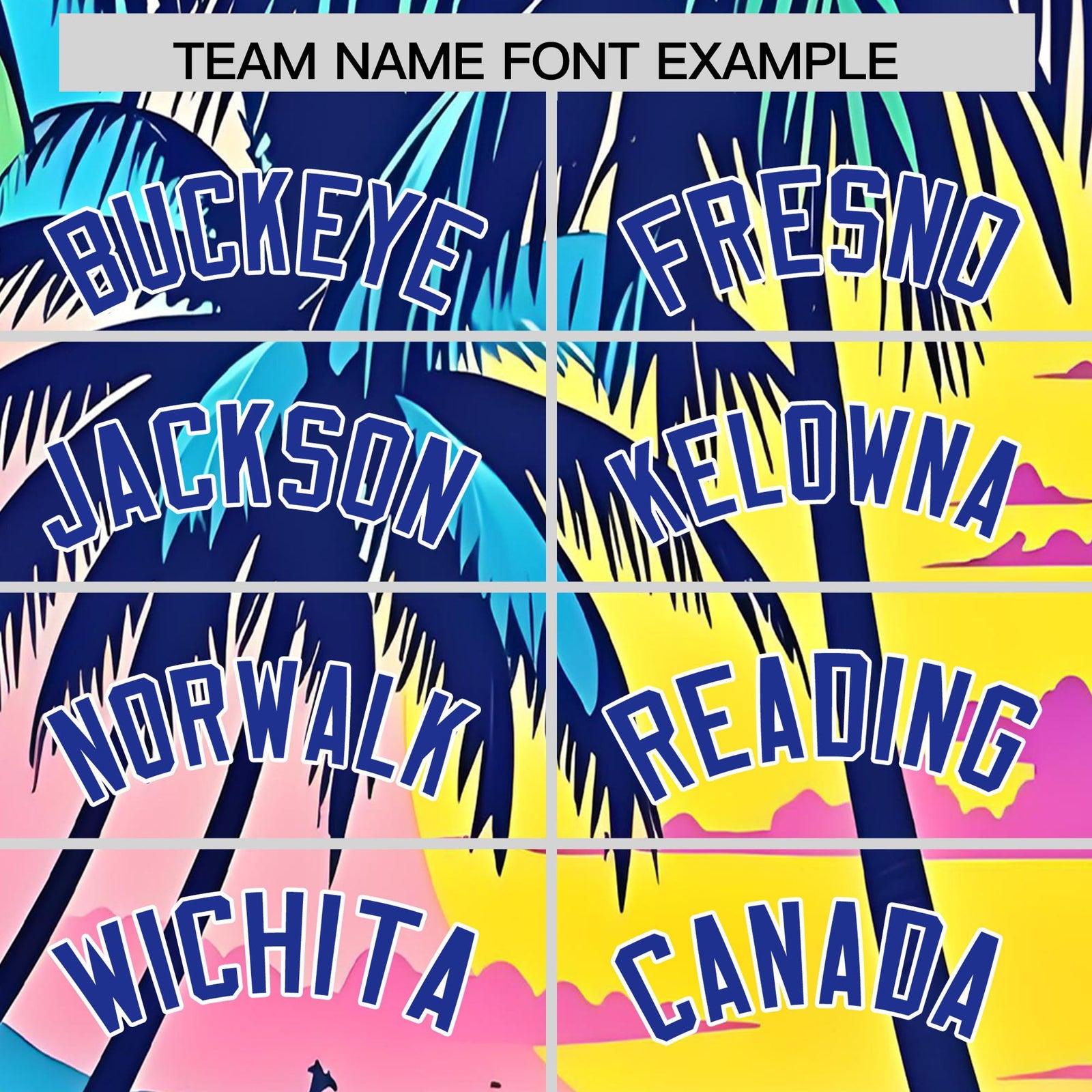 Custom Royal Blue White Palm Tree Pattern Graffiti Hawaiian Style Baseball Jersey| KXKSHOP