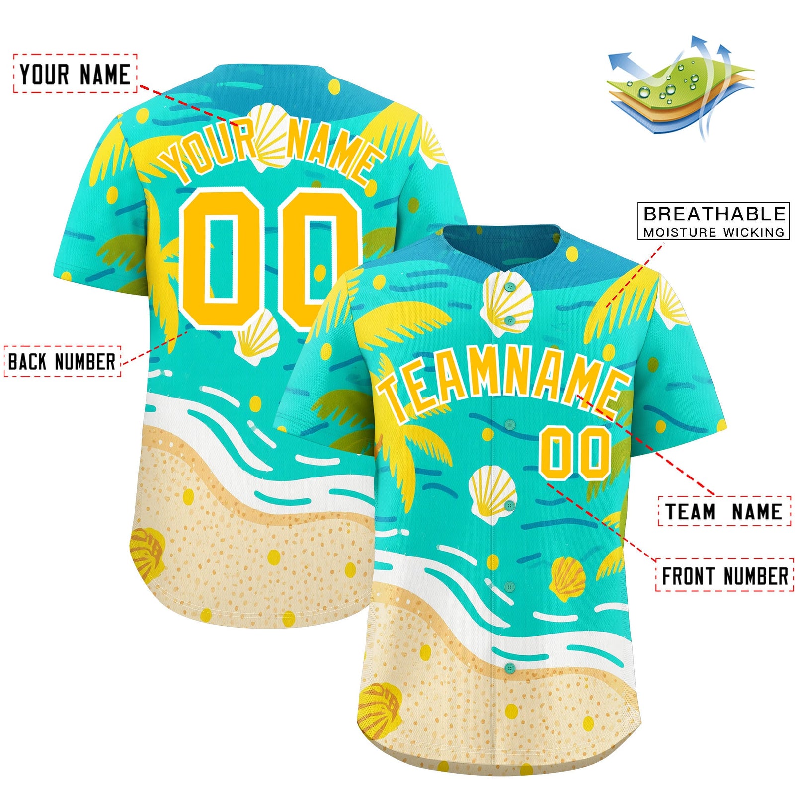 Custom White Yellow Palm Tree Pattern Graffiti Hawaiian Style Baseball Jersey| KXKSHOP