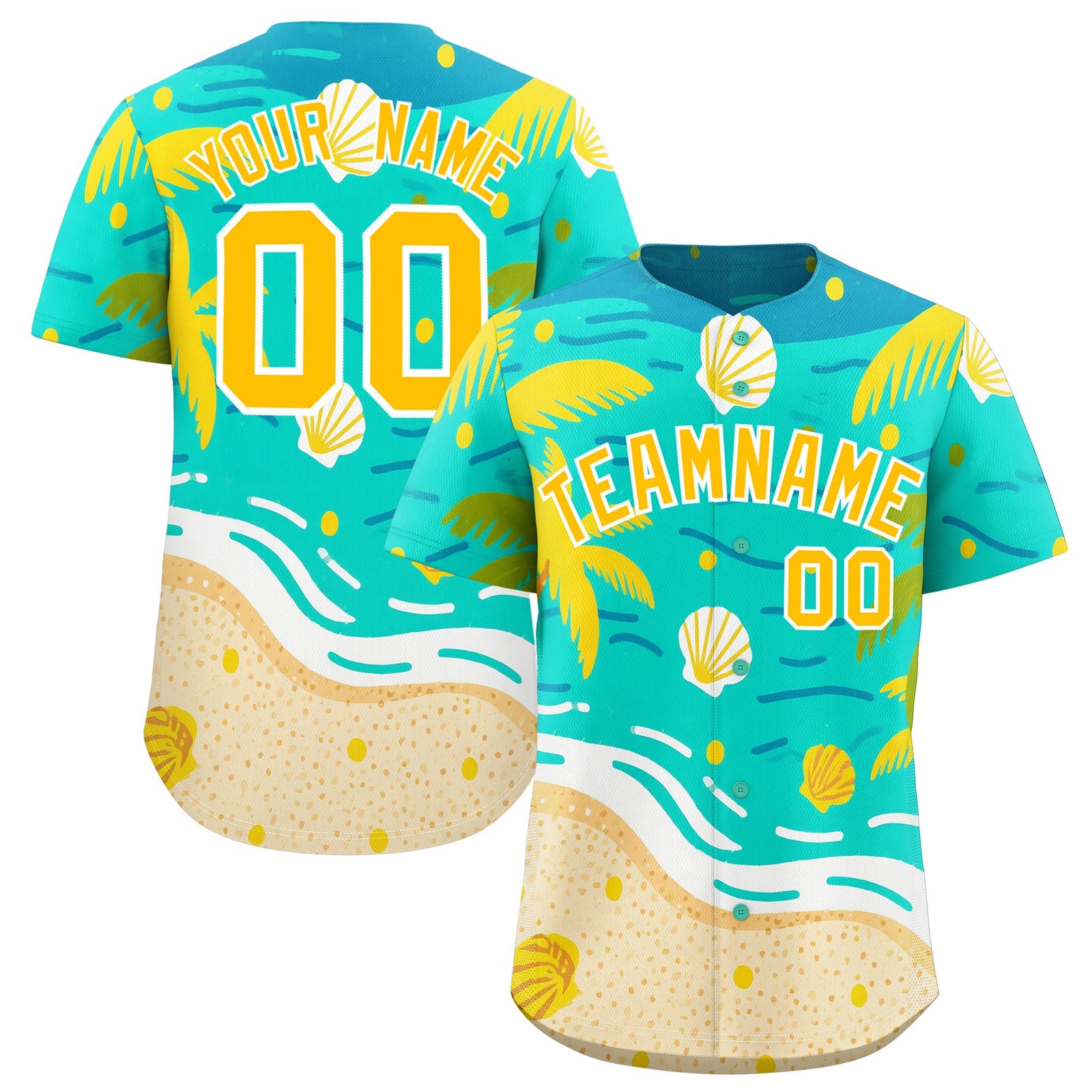 Custom White Yellow Palm Tree Pattern Graffiti Hawaiian Style Baseball Jersey| KXKSHOP