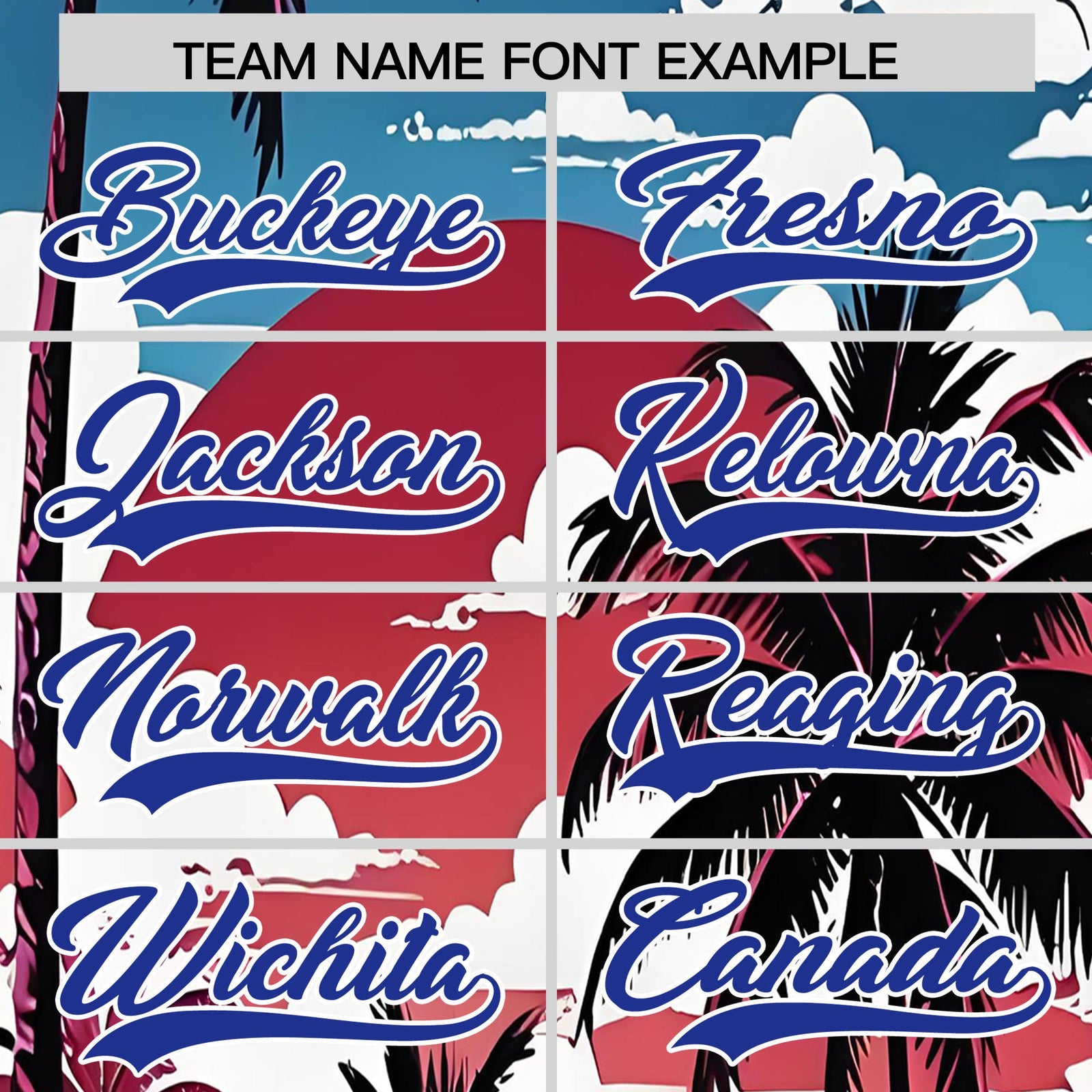 Custom White Royal Blue Palm Tree Pattern Graffiti Hawaiian Style Baseball Jersey| KXKSHOP