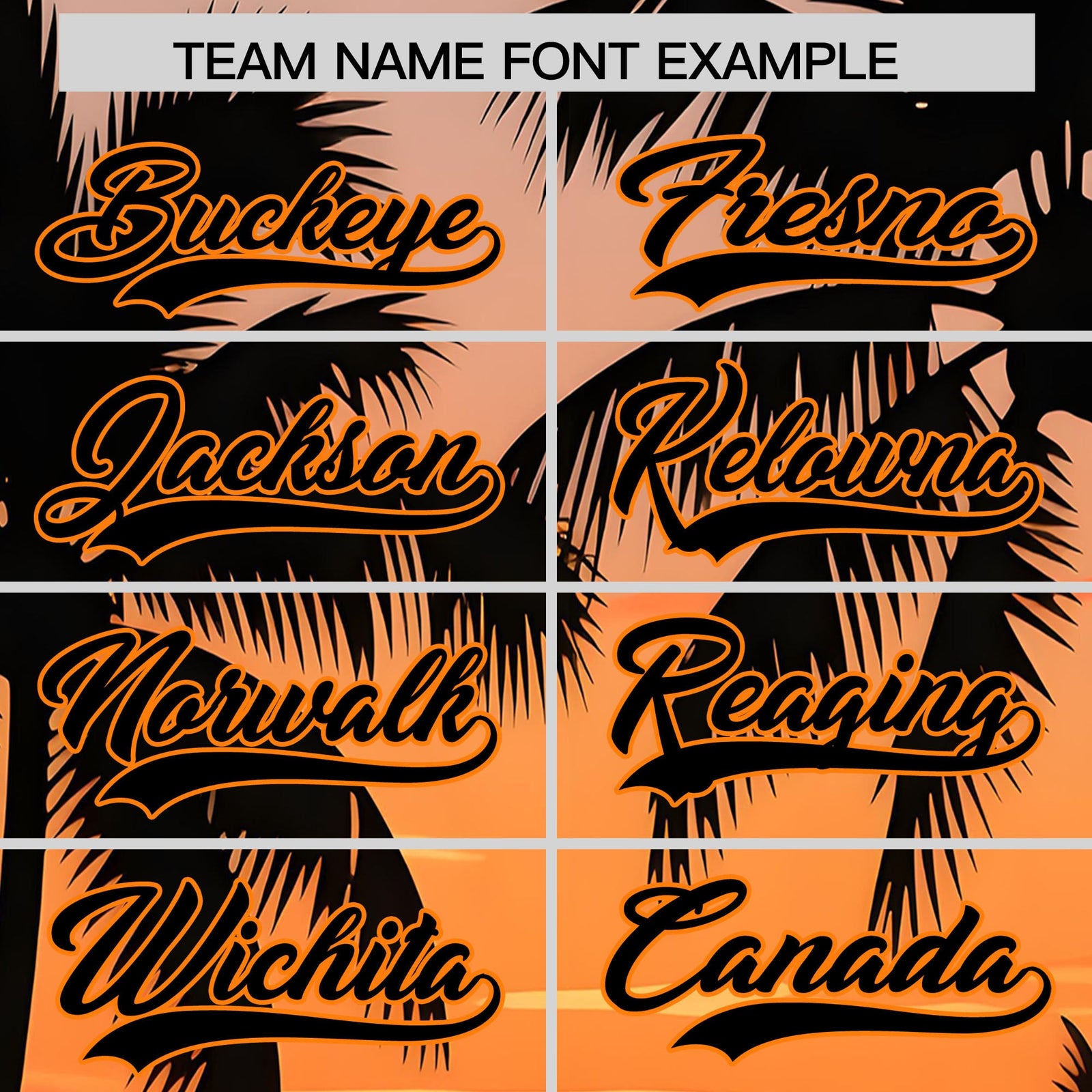 Custom Black Orange Palm Tree Pattern Graffiti Hawaiian Style Baseball Jersey| KXKSHOP