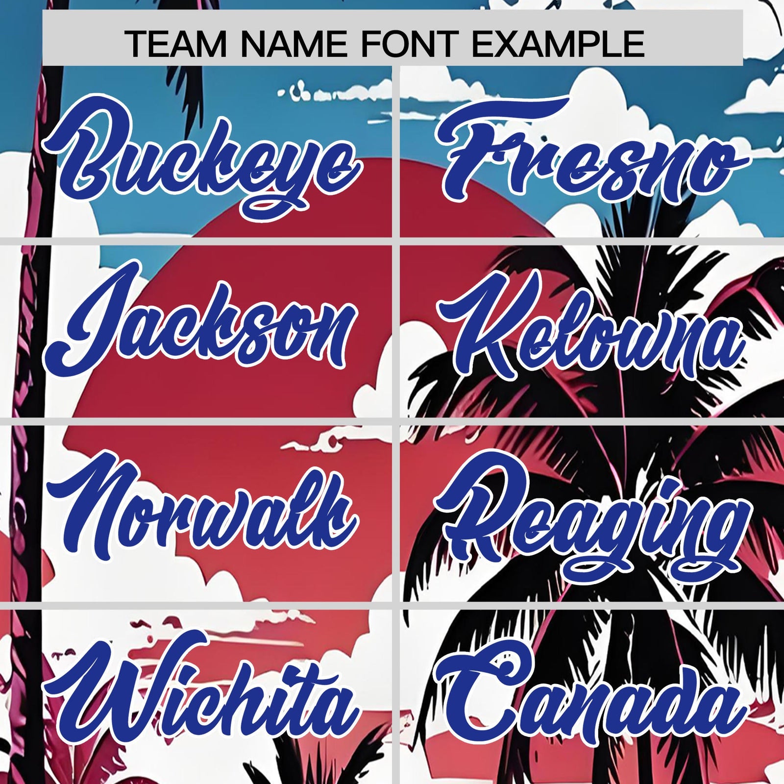 Custom White Royal Blue Palm Tree Pattern Graffiti Hawaiian Style Baseball Jersey| KXKSHOP