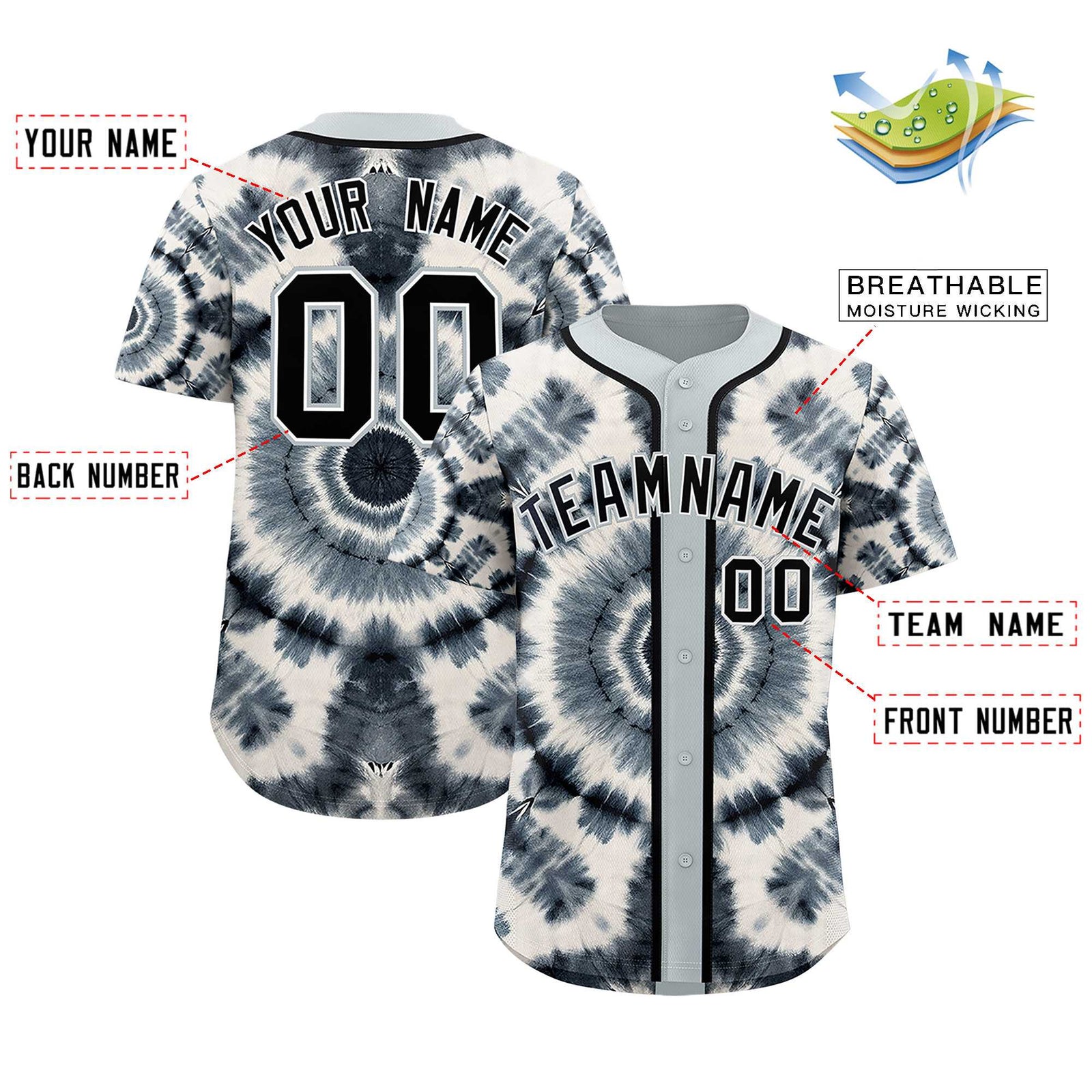 Custom Silver Tie-Dye Graffiti Pattern Authentic Baseball Jersey