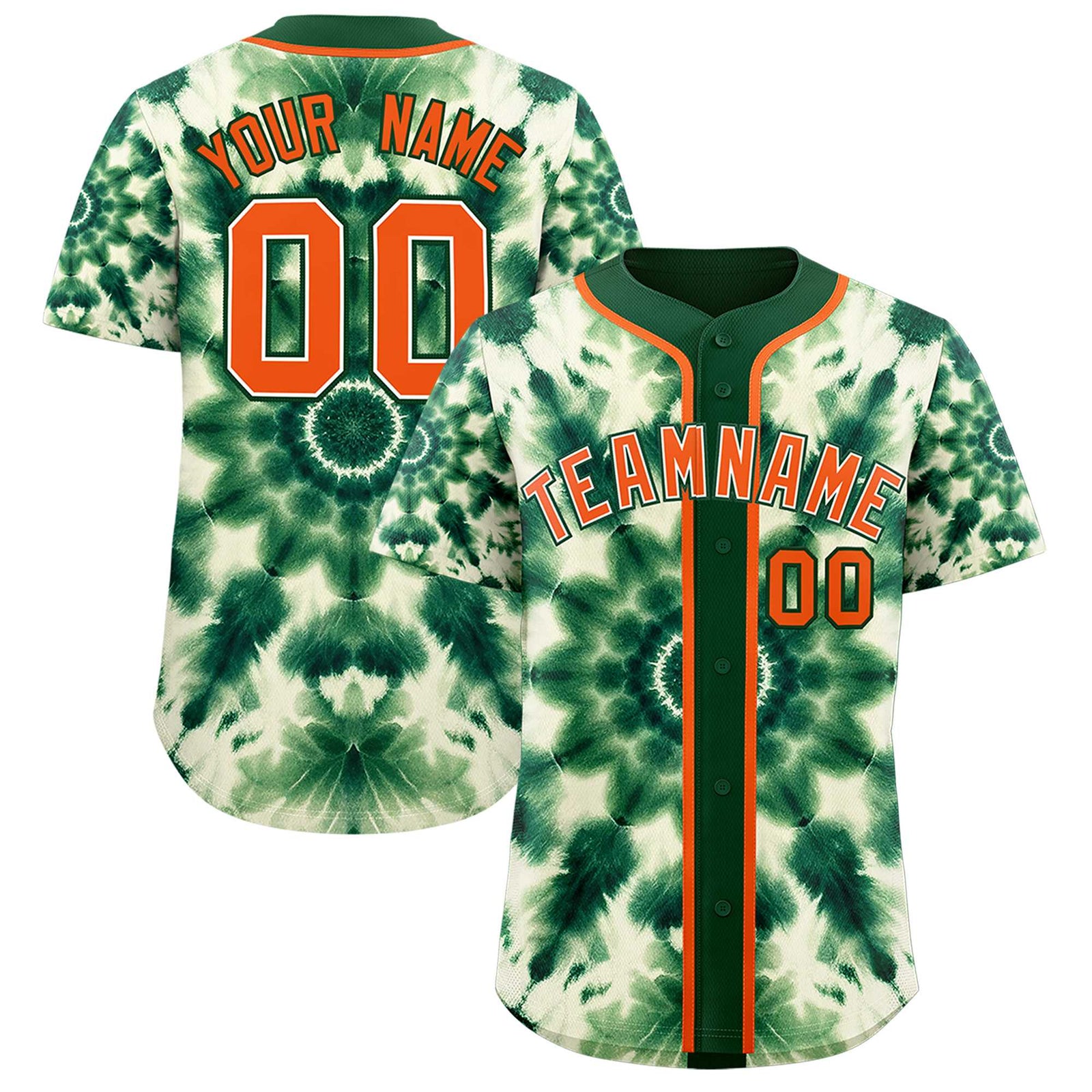 Custom Green Tie-Dye Graffiti Pattern Authentic Baseball Jersey