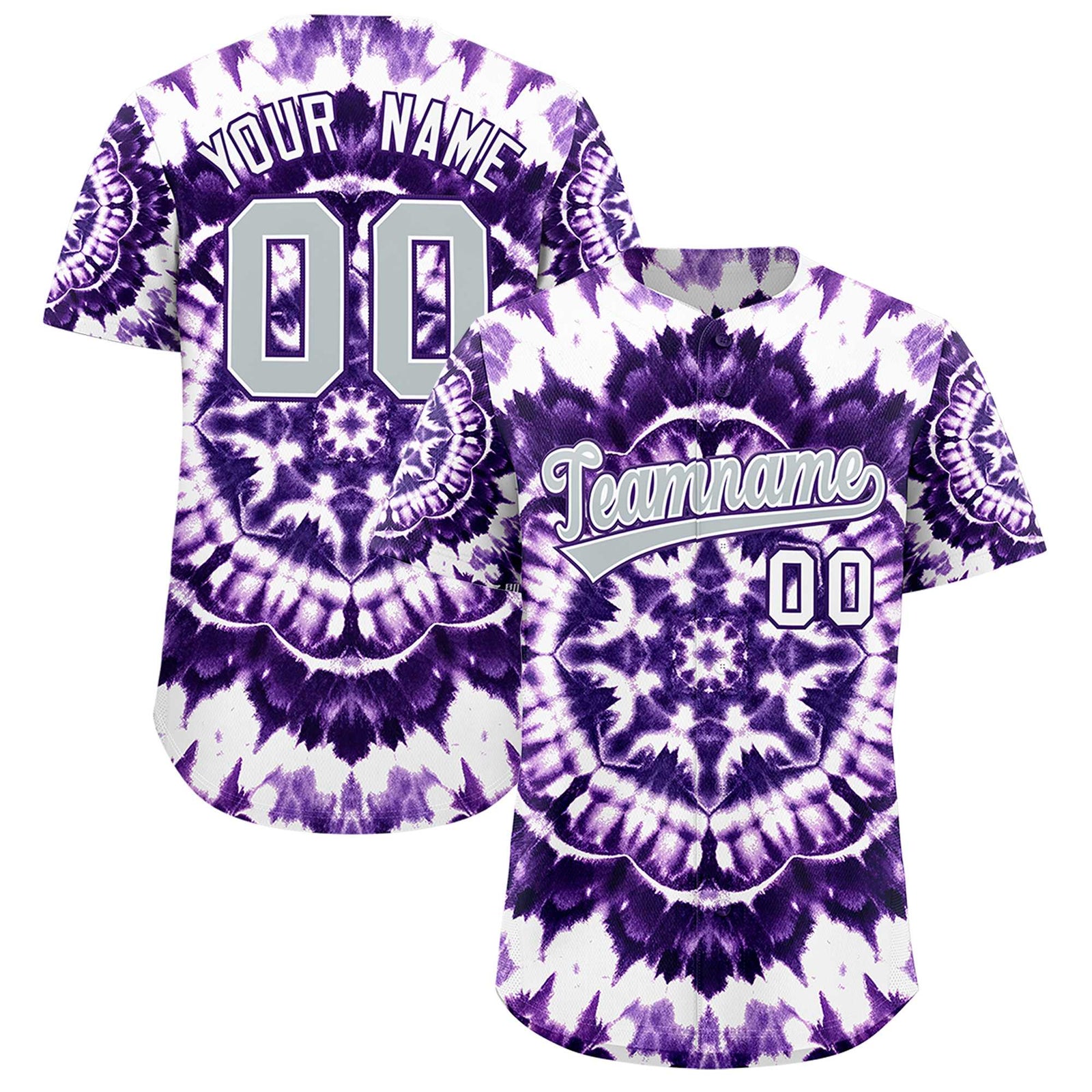 Custom Multi Color Tie-Dye Graffiti Pattern Authentic Baseball Jersey