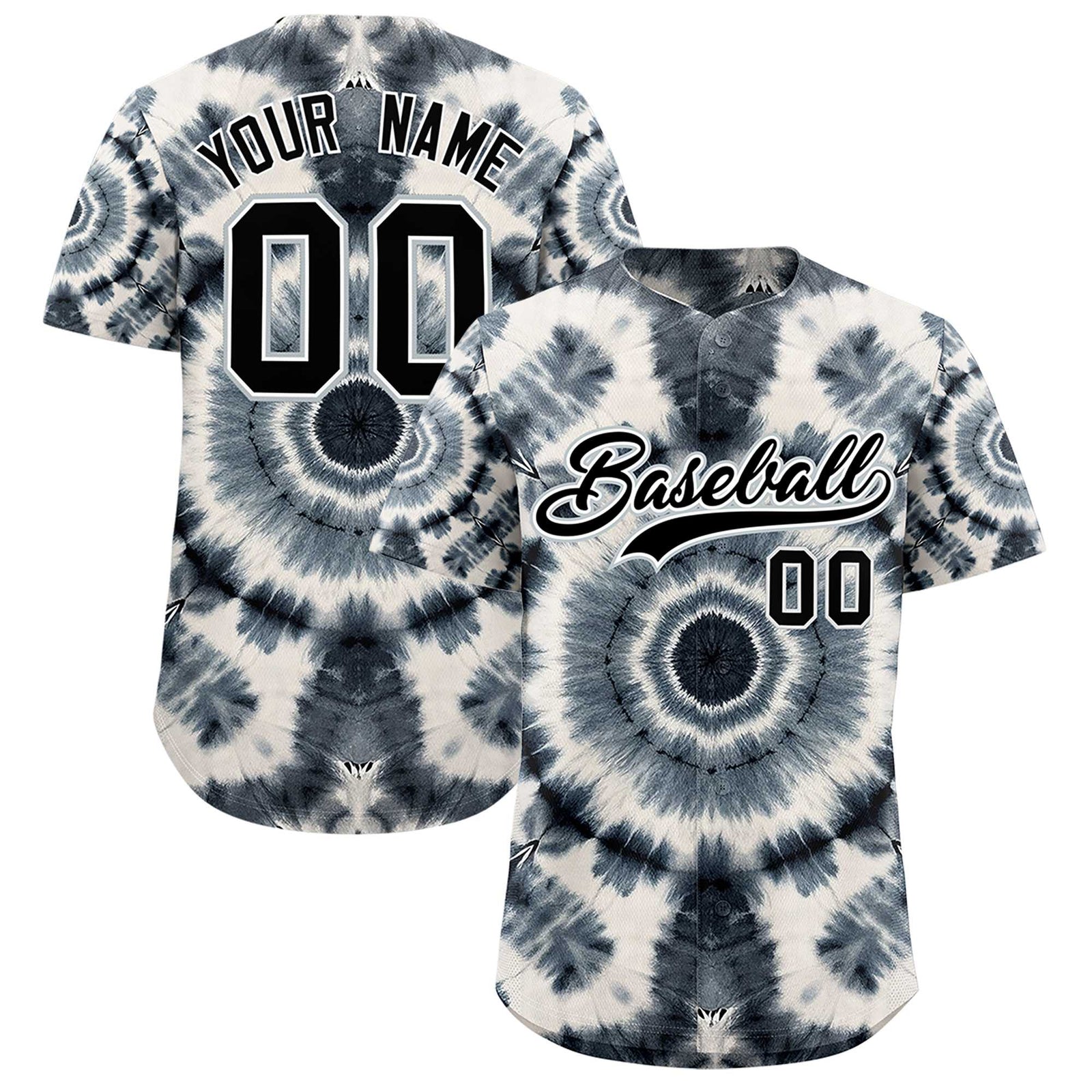 Custom Multi Color Tie-Dye Graffiti Pattern Authentic Baseball Jersey