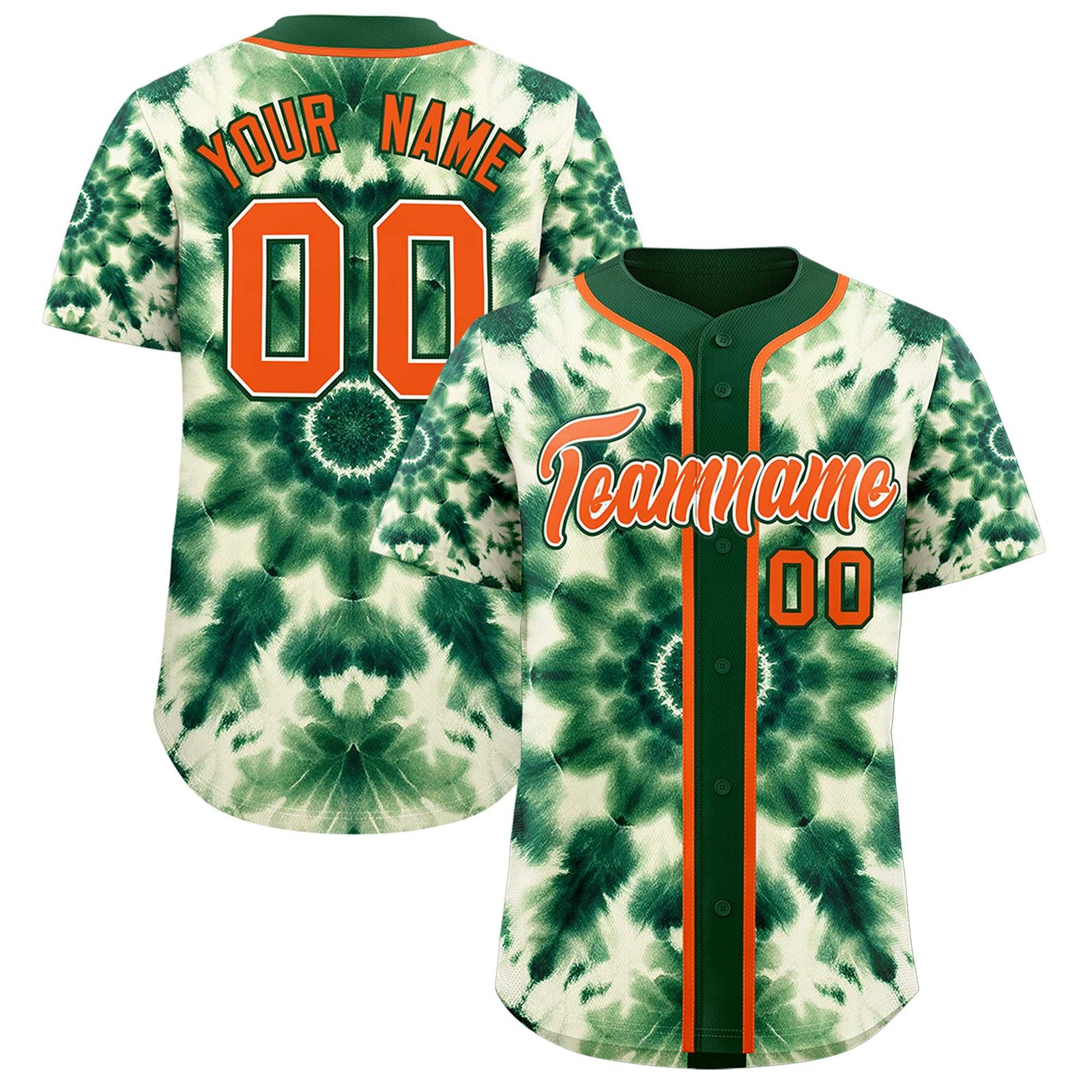 Custom Green Tie-Dye Graffiti Pattern Authentic Baseball Jersey
