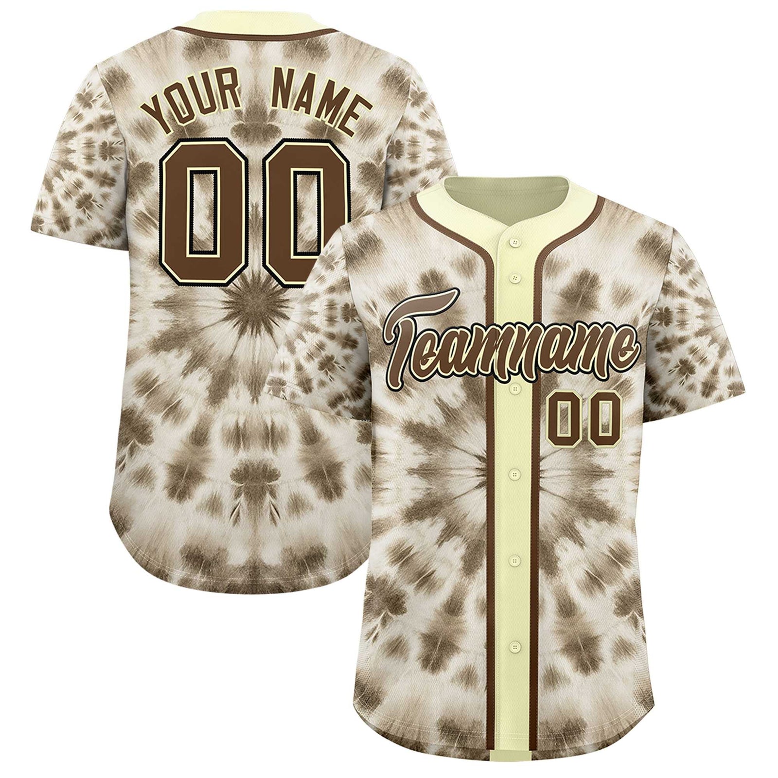 Custom Cream Tie-Dye Graffiti Pattern Authentic Baseball Jersey