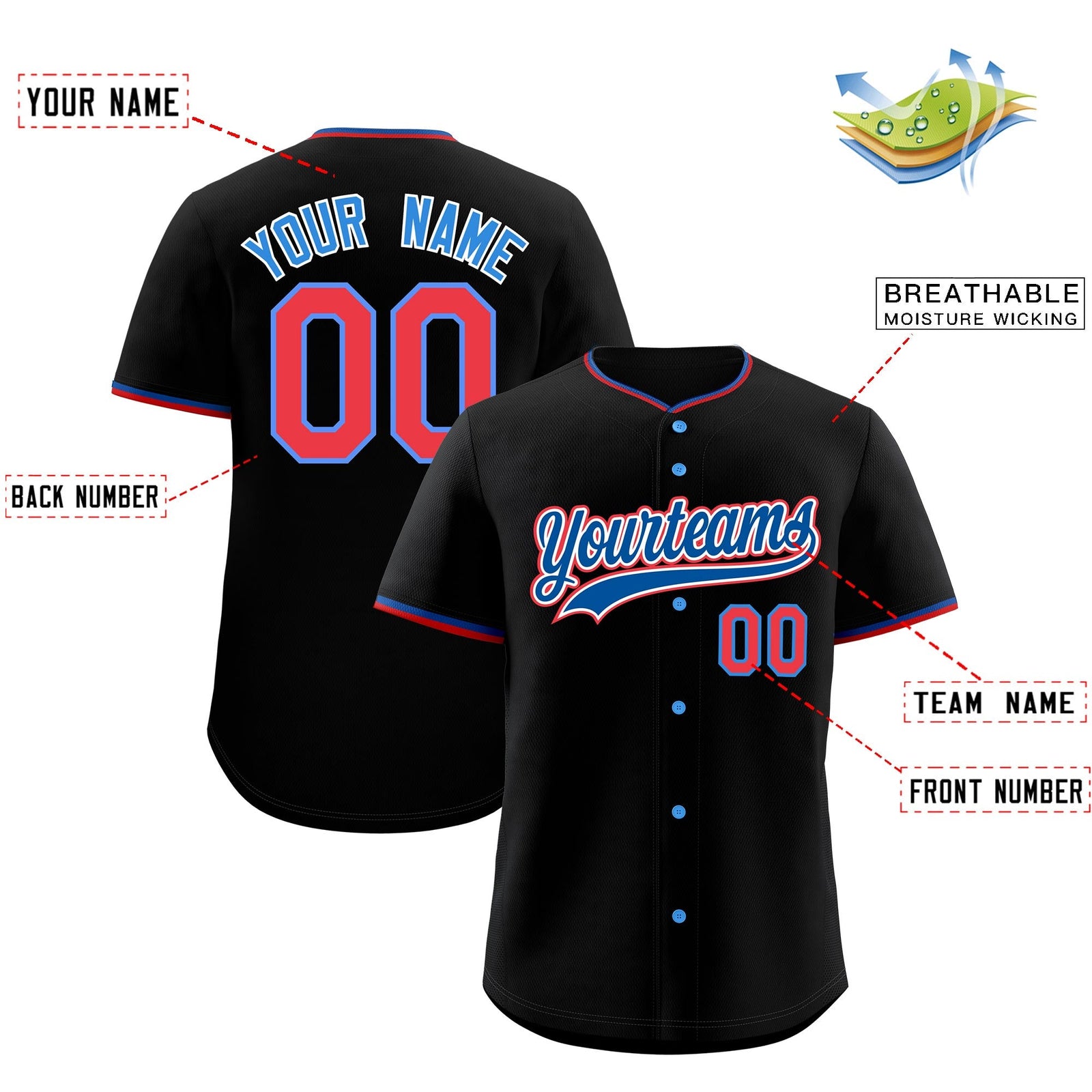 Custom Black Red Royal Classic Style Stitched Sports Uniform For Men Women Youth Personalized Lightweight Baseball Jersey| KXKSHOP