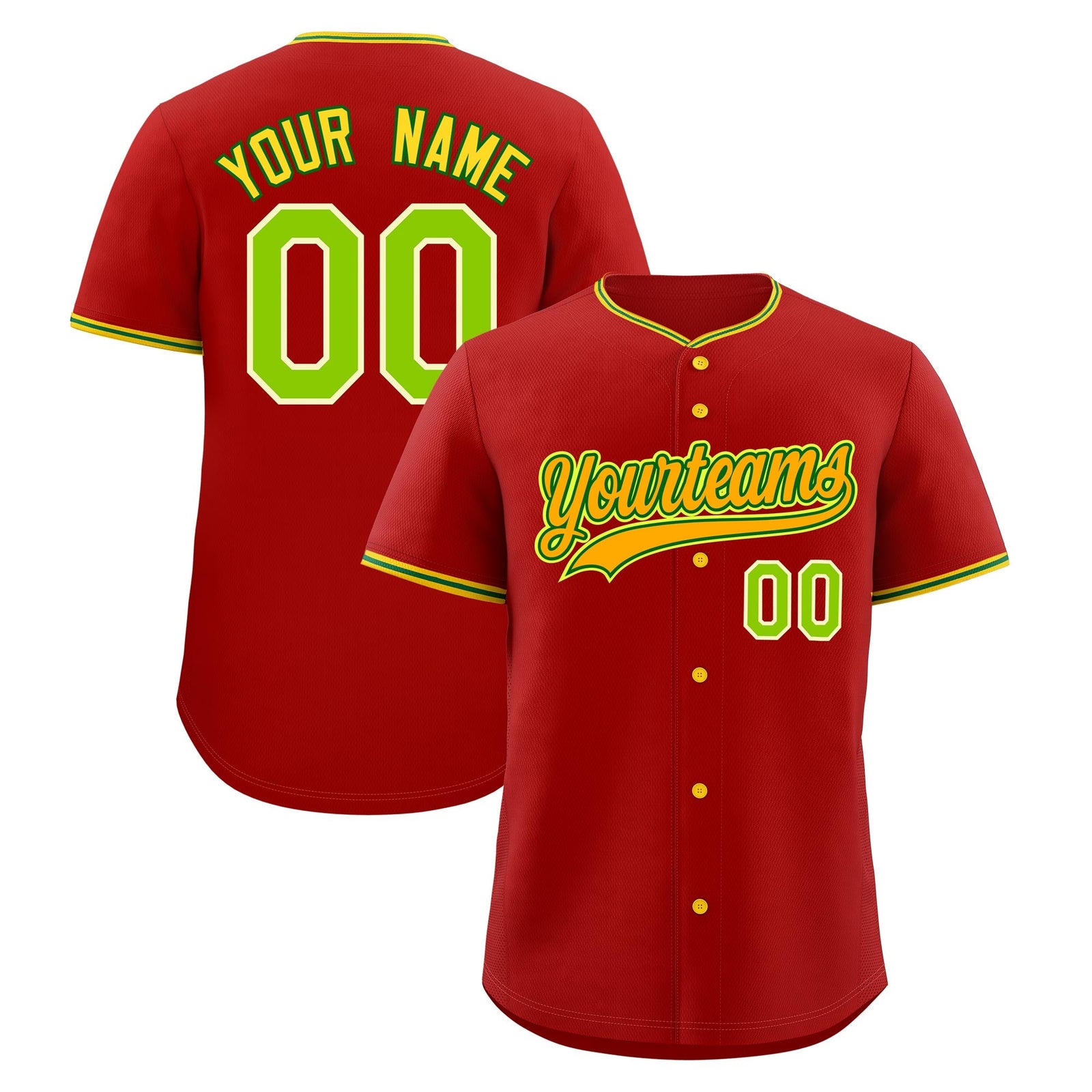 Custom Red Light Green Gold Classic Style Stitched Sports Uniform For Men Women Youth Personalized Quick Dry Baseball Jersey| KXKSHOP