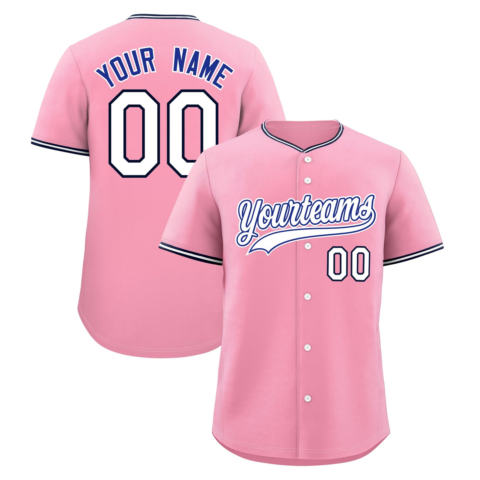 Custom Light Pink White Navy Classic Style Stitched Sports Uniform For Men Women Youth Personalized Quick Dry Baseball Jersey| KXKSHOP