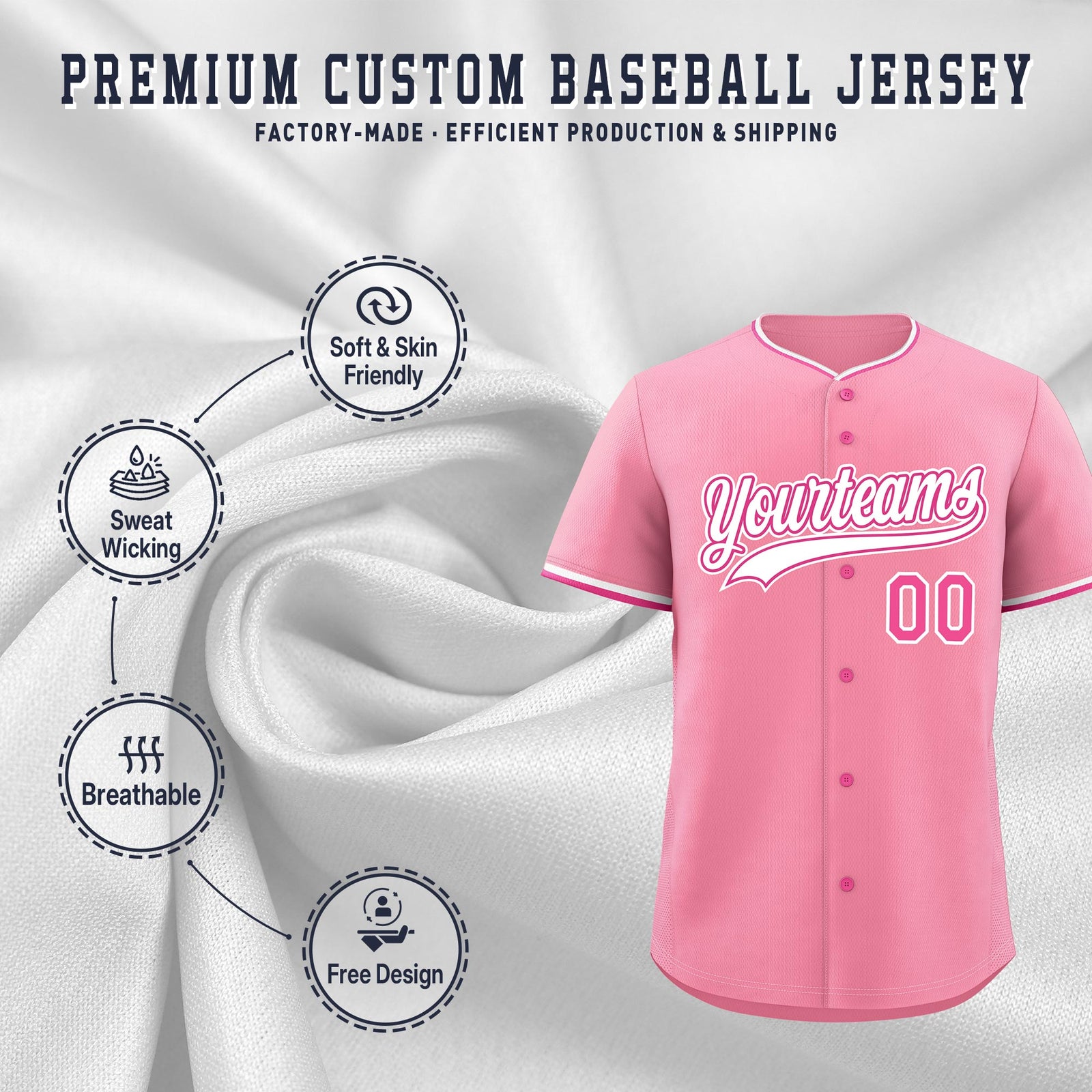 Custom Light Pink White Rose Red Classic Style Stitched Sports Uniform For Men Women Youth Personalized Lightweight Baseball Jersey| KXKSHOP