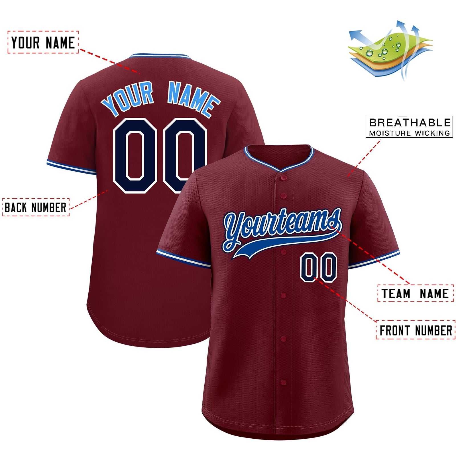 Custom Maroon White Royal Classic Style Stitched Sports Uniform For Men Women Youth Personalized Quick Dry Baseball Jersey| KXKSHOP