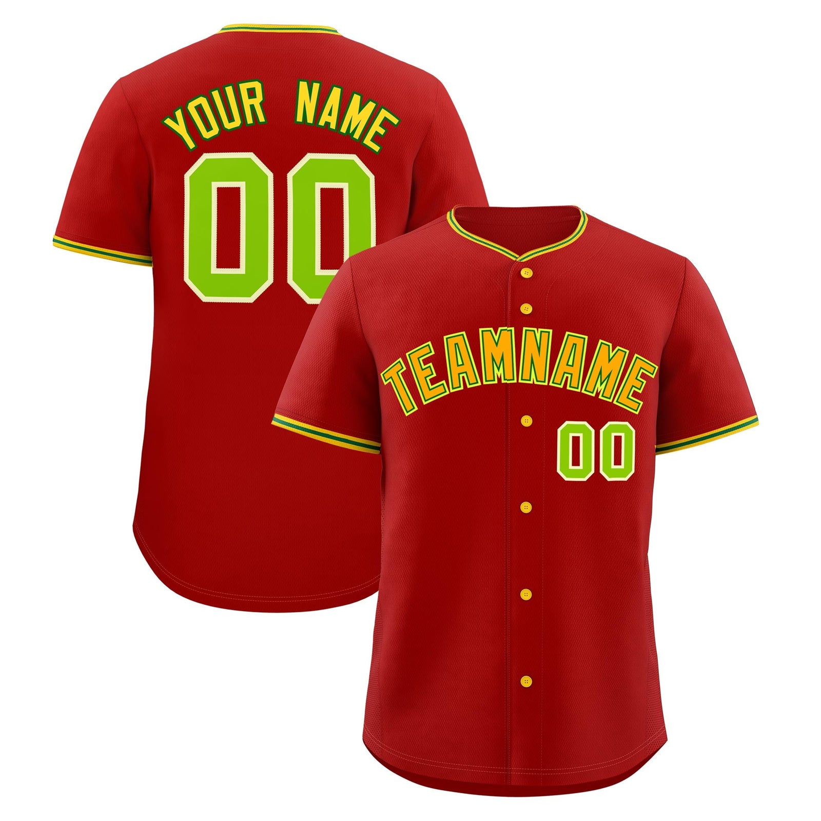 Custom Red Light Green Gold Classic Style Stitched Sports Uniform For Men Women Youth Personalized Quick Dry Baseball Jersey| KXKSHOP