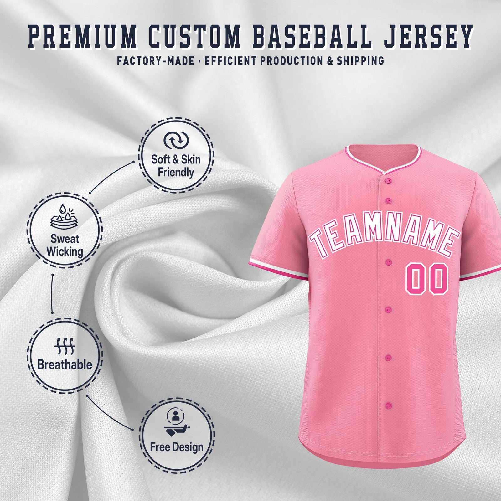 Custom Light Pink White Rose Red Classic Style Stitched Sports Uniform For Men Women Youth Personalized Lightweight Baseball Jersey| KXKSHOP