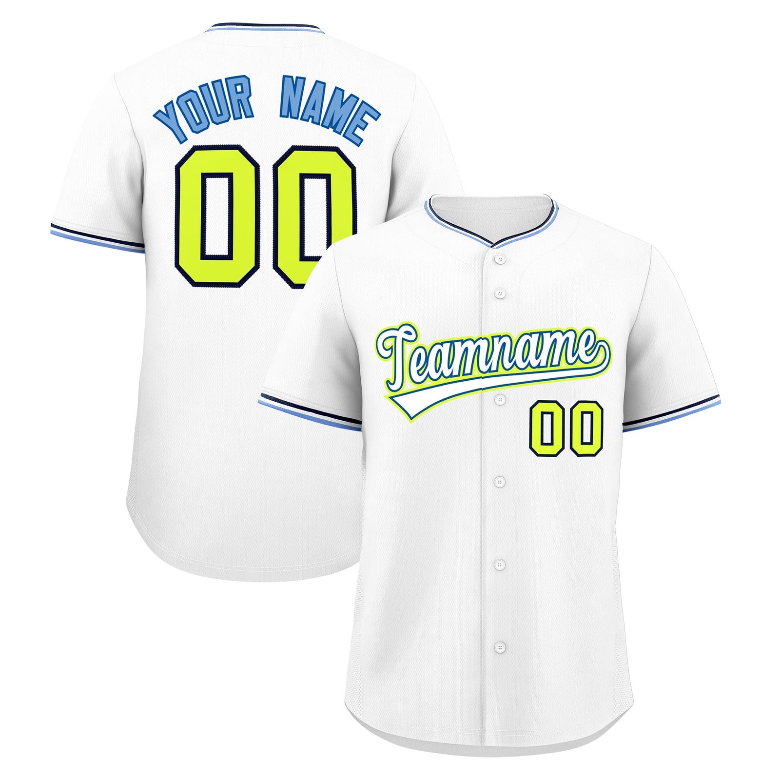 Custom White Navy Fluorescent Green Classic Style Stitched Sports Uniform For Men Women Youth Personalized Lightweight Baseball Jersey| KXKSHOP