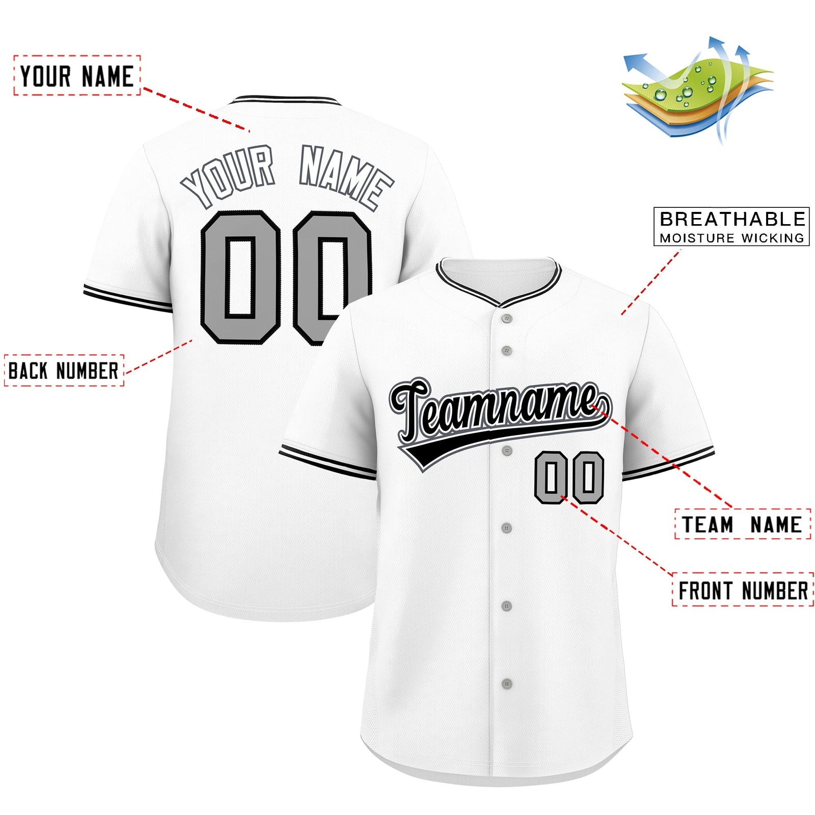 Custom White Black Gray Classic Style Stitched Sports Uniform For Men Women Youth Personalized Lightweight Baseball Jersey| KXKSHOP