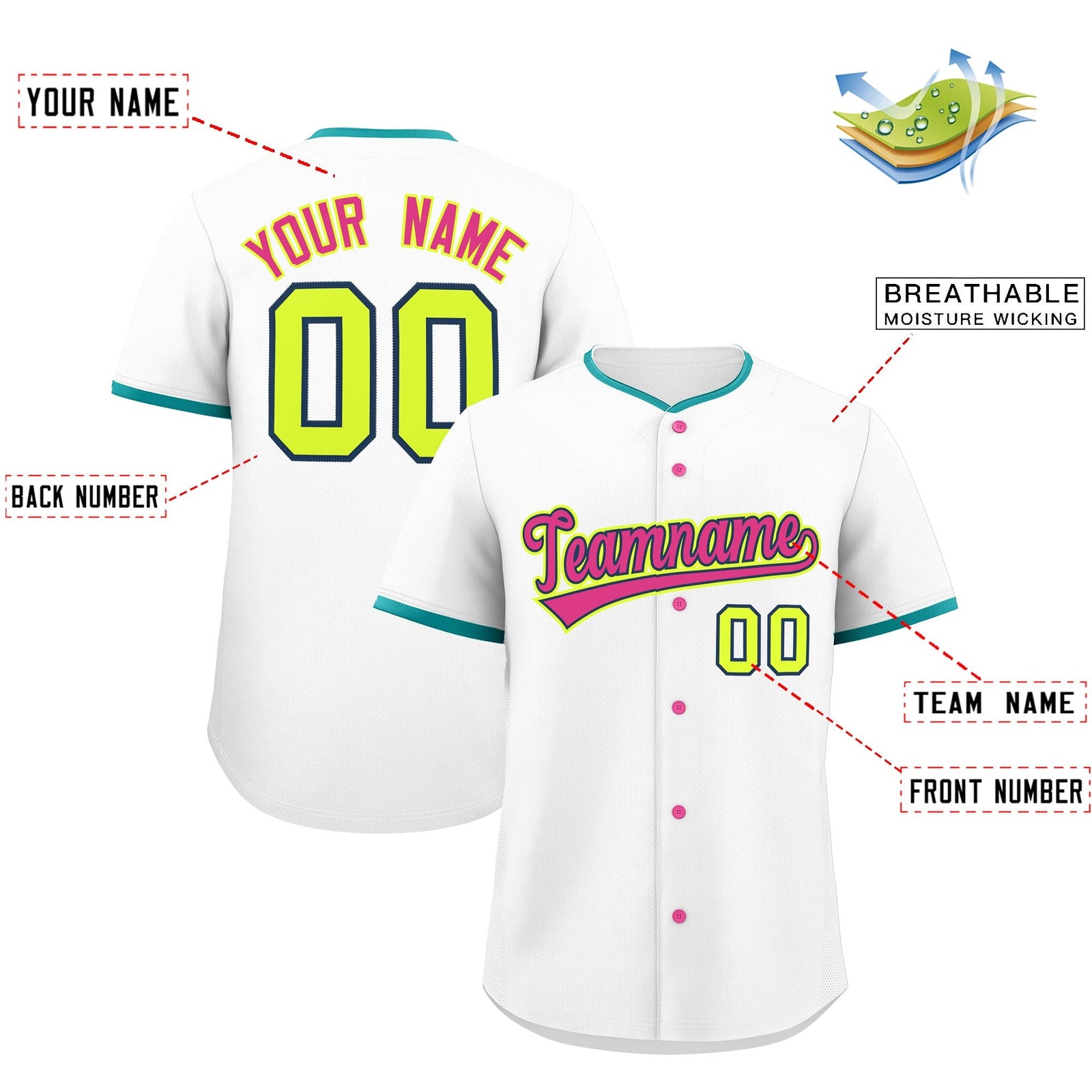 Custom White Fluorescent Green Midnight Blue Classic Style Stitched Sports Uniform For Men Women Youth Personalized Quick Dry Baseball Jersey| KXKSHOP