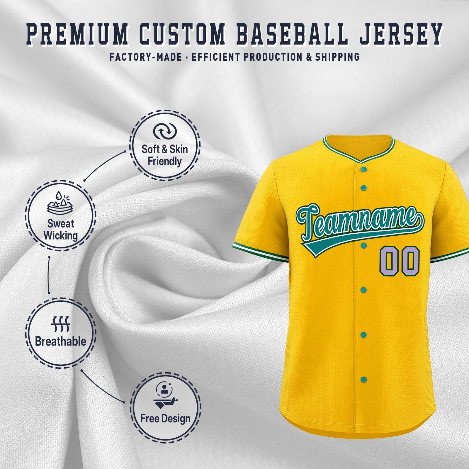 Custom Yellow White Green Classic Style Stitched Sports Uniform For Men Women Youth Personalized Quick Dry Baseball Jersey| KXKSHOP