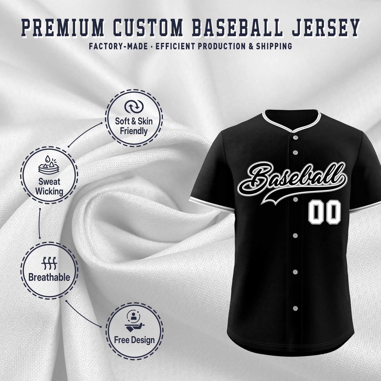 Custom Black Gray White Classic Style Stitched Sports Uniform For Men Women Youth Personalized Quick Dry Baseball Jersey| KXKSHOP