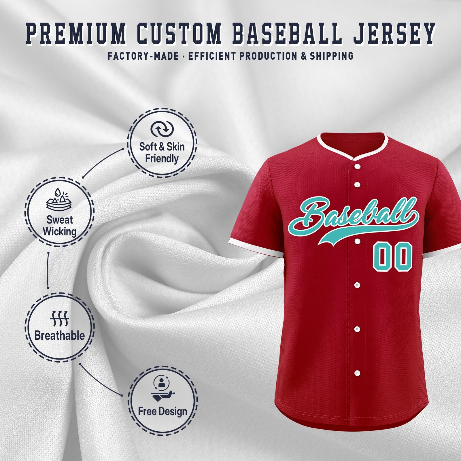 Custom Teal White Classic Style Stitched Sports Uniform For Men Women Youth Personalized Lightweight Baseball Jersey| KXKSHOP
