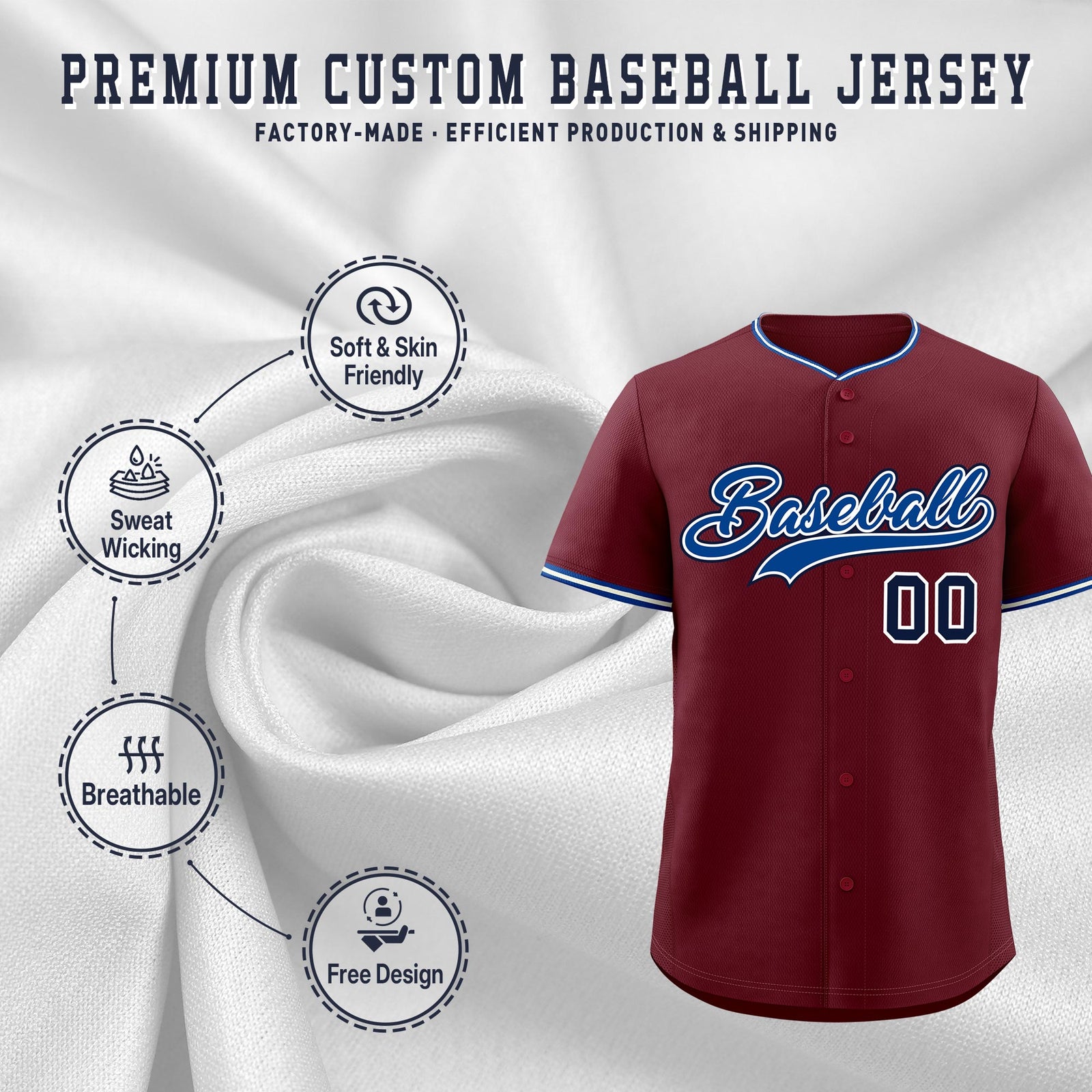 Custom Maroon White Royal Classic Style Stitched Sports Uniform For Men Women Youth Personalized Quick Dry Baseball Jersey| KXKSHOP